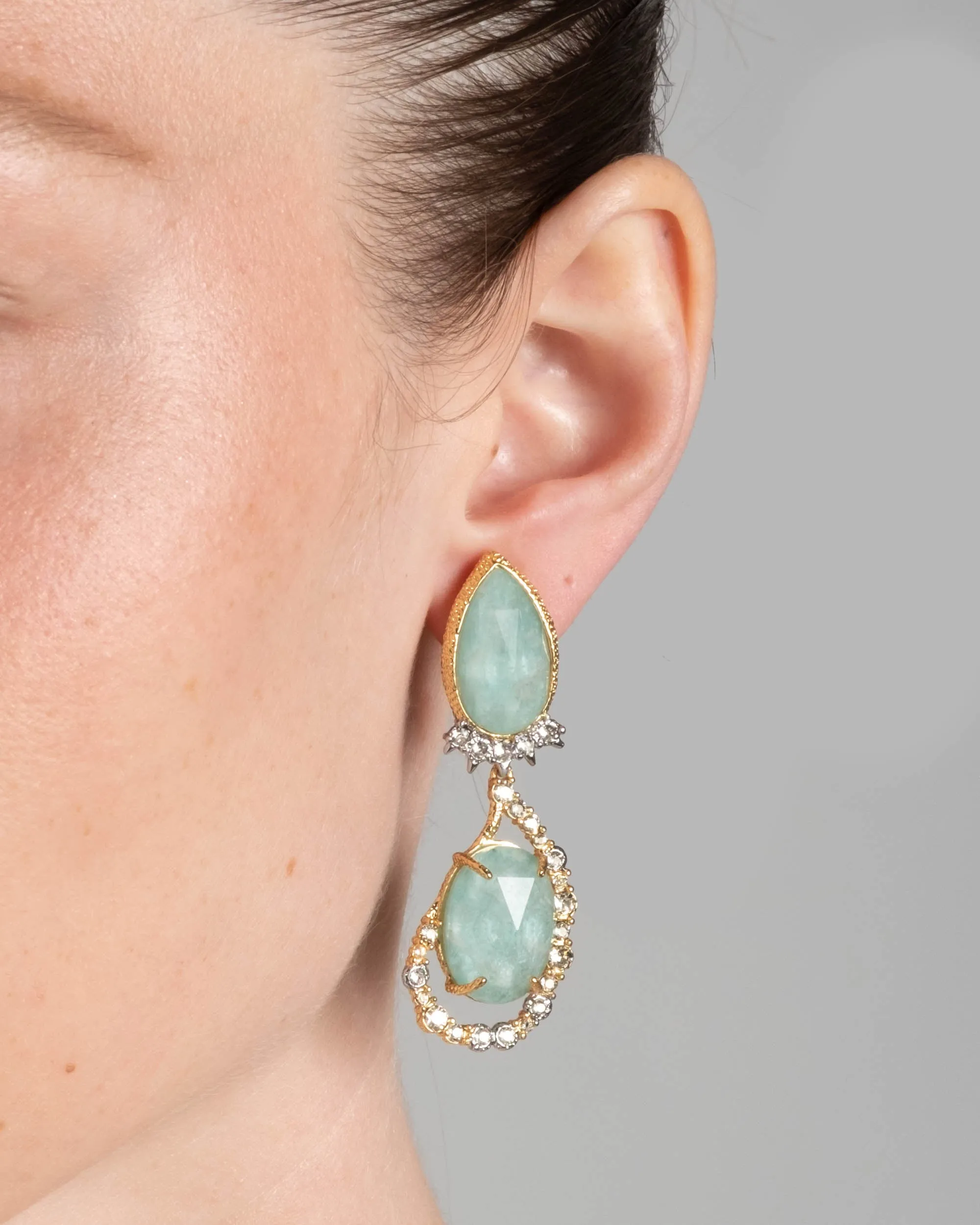 Muse D'Or Pave Vine Amazonite Drop Clip Earring sold by Alexis Bittar product image thumbnail 2