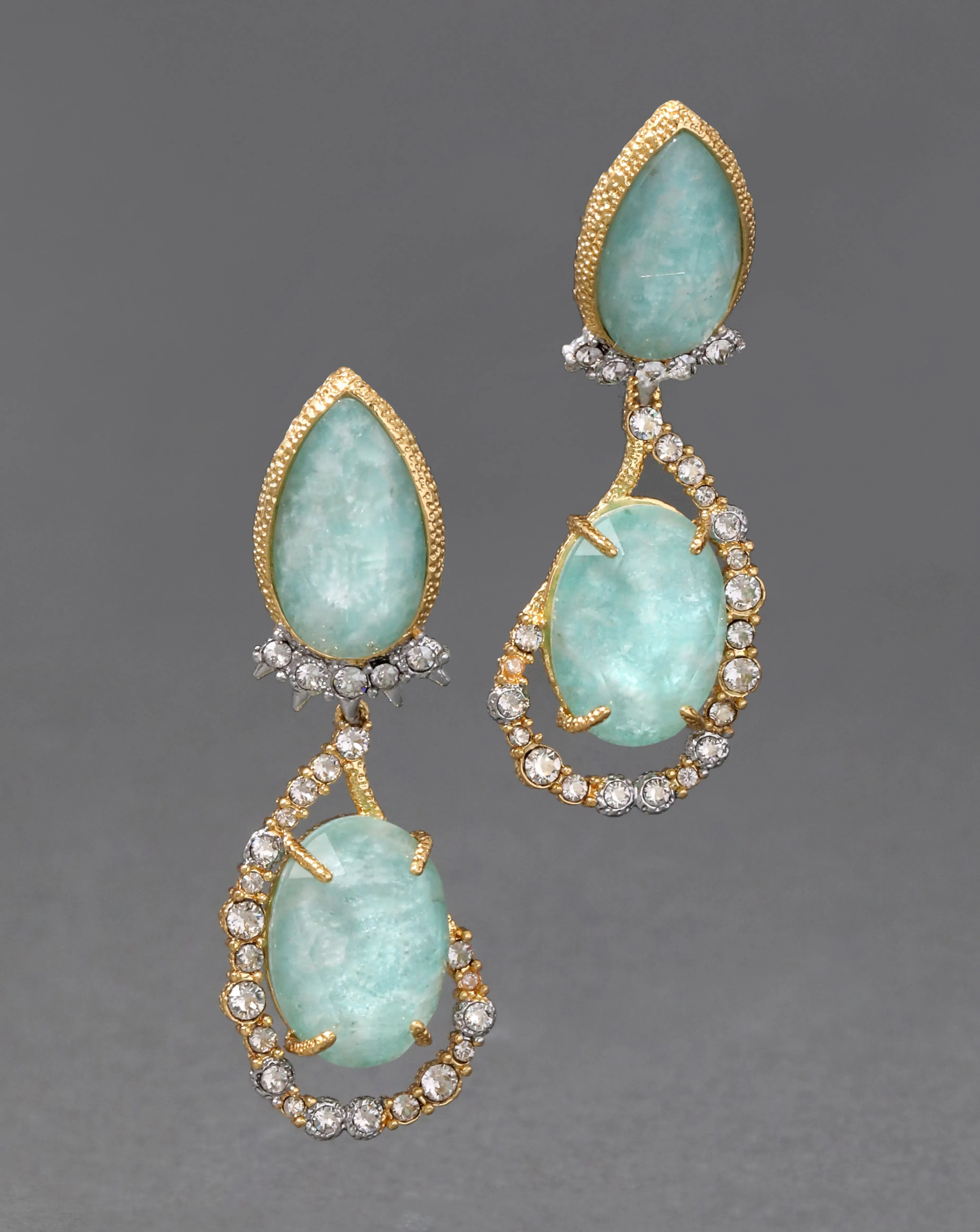 Muse D'Or Pave Vine Amazonite Drop Clip Earring sold by Alexis Bittar