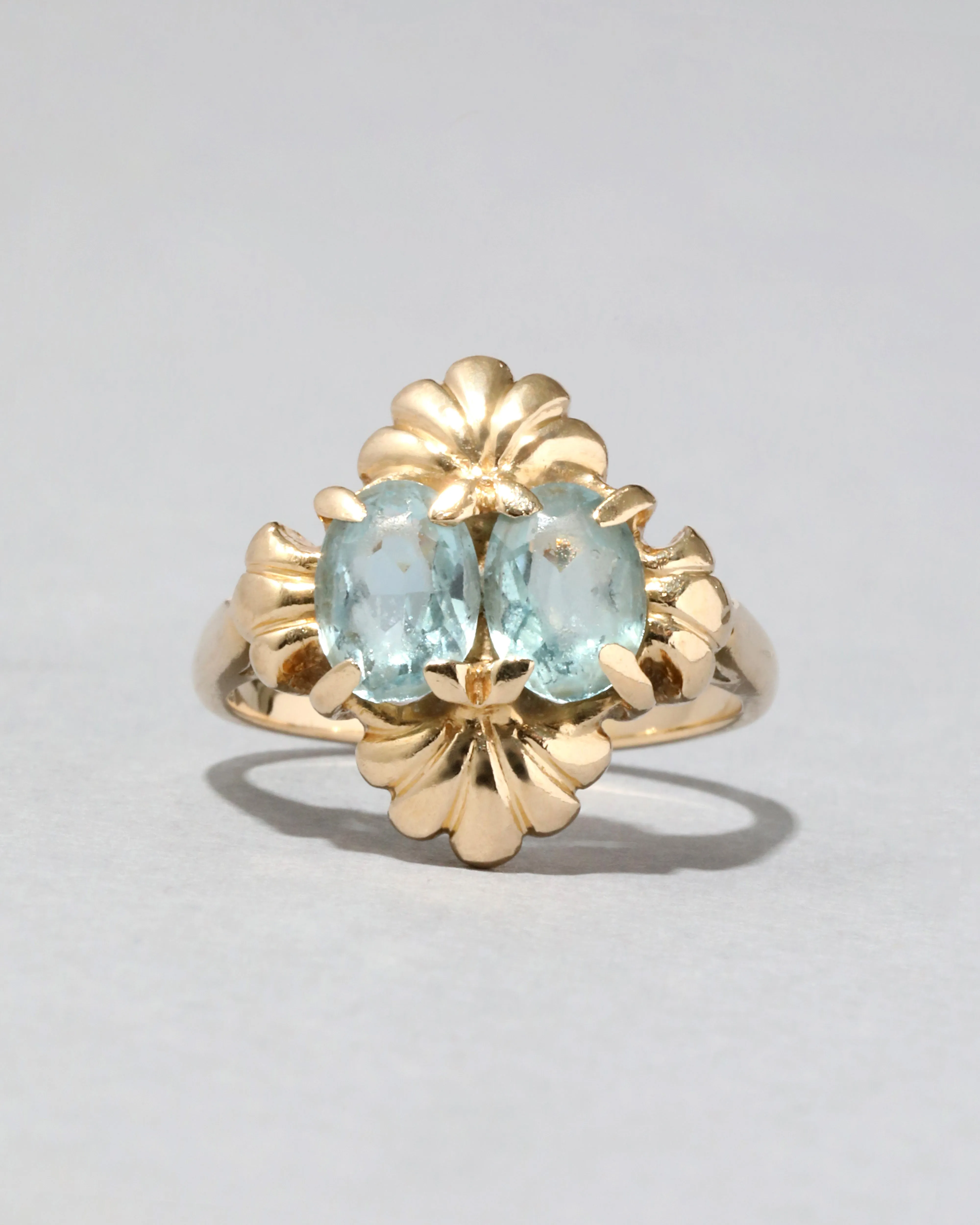 Vintage 1930s 14k Gold Deco Design Blue Topaz Ring sold by Alexis Bittar product image thumbnail 2