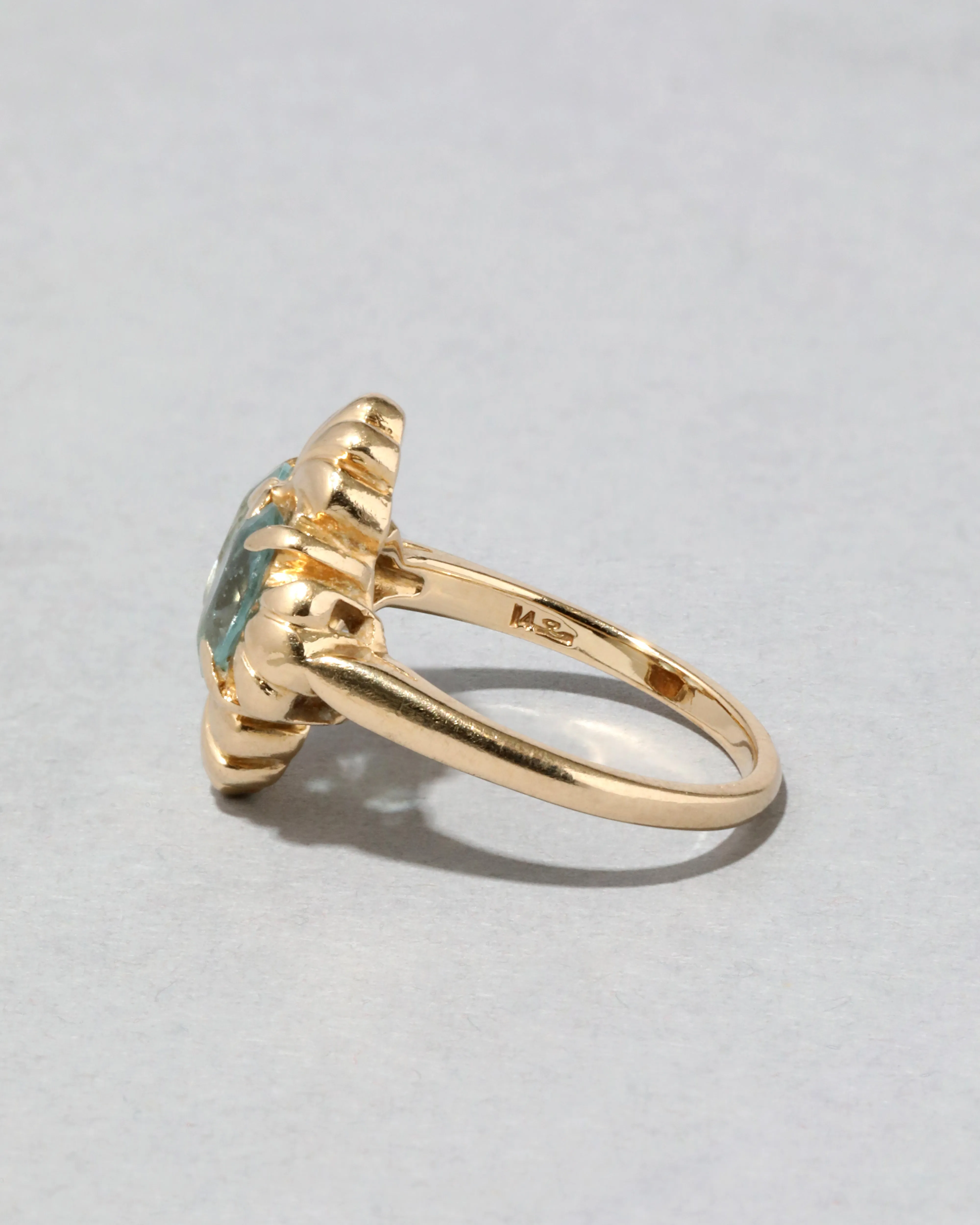 Vintage 1930s 14k Gold Deco Design Blue Topaz Ring sold by Alexis Bittar product image thumbnail 3