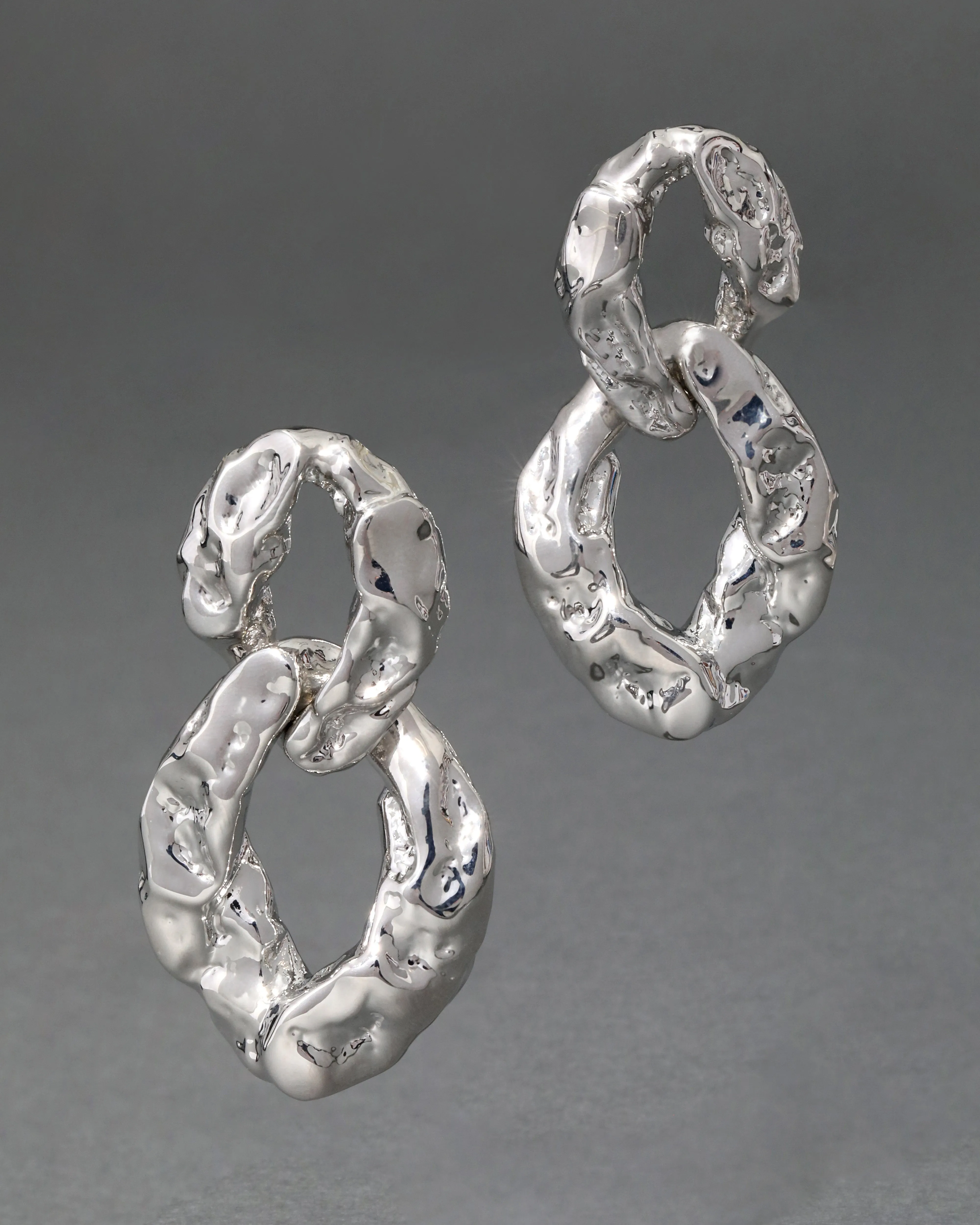 Brut Silver Double Link Post Earring sold by Alexis Bittar