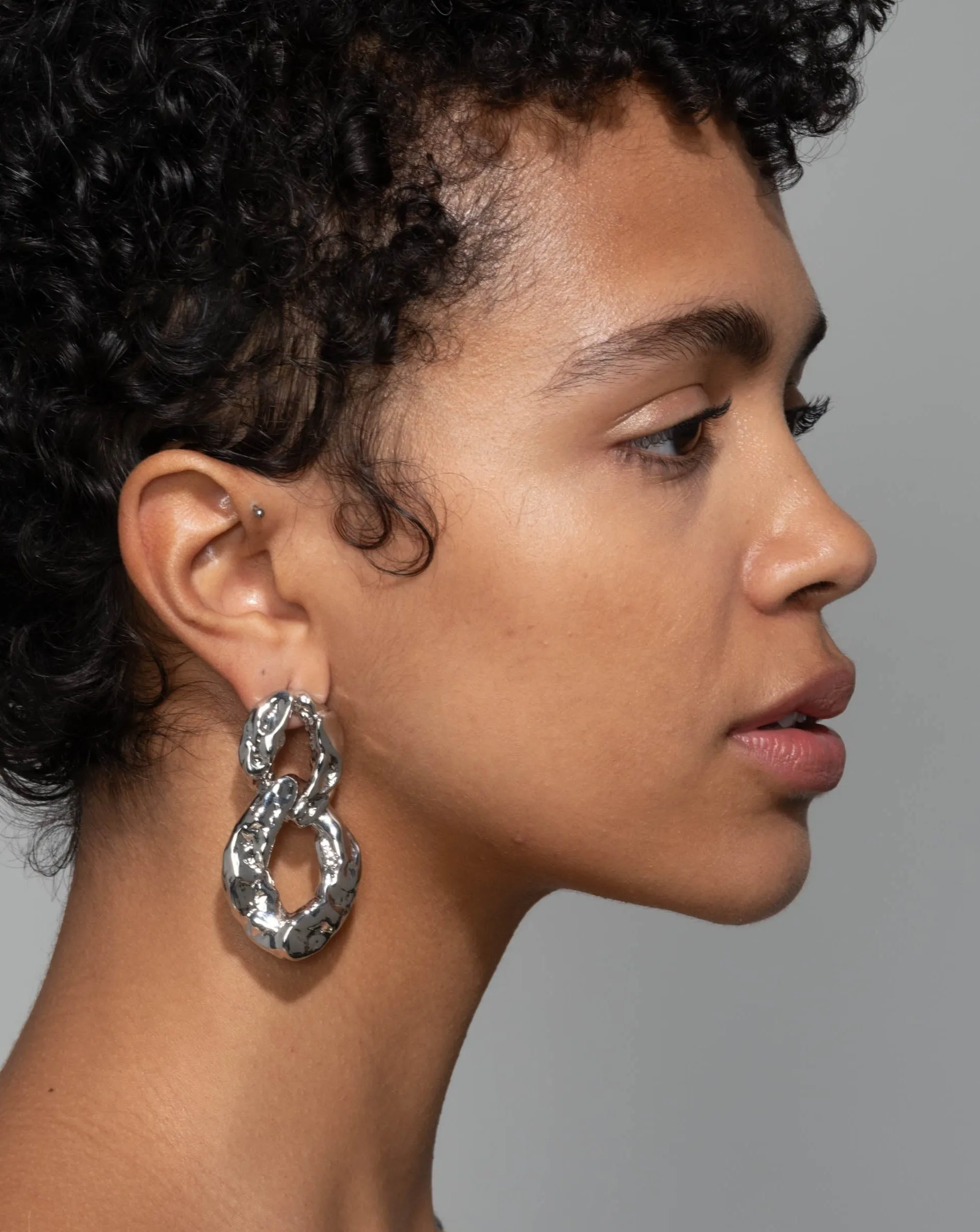 Brut Silver Double Link Post Earring sold by Alexis Bittar product image thumbnail 3