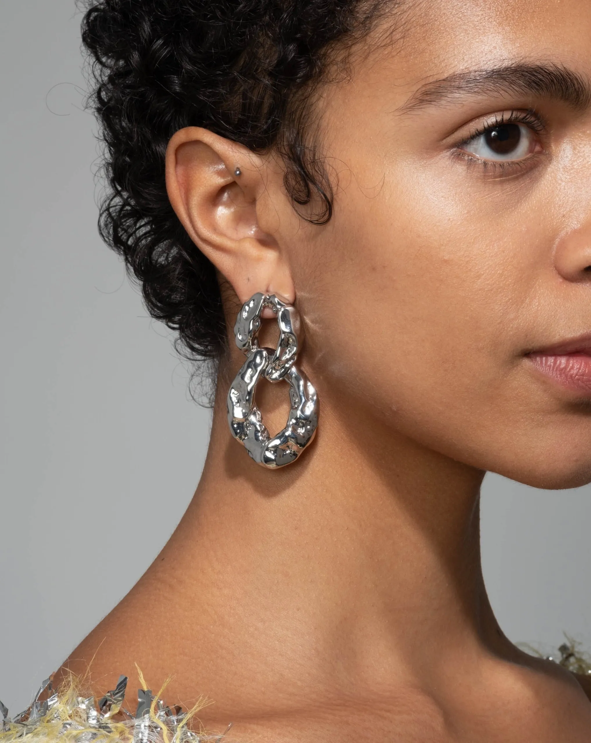 Brut Silver Double Link Post Earring sold by Alexis Bittar product image thumbnail 2