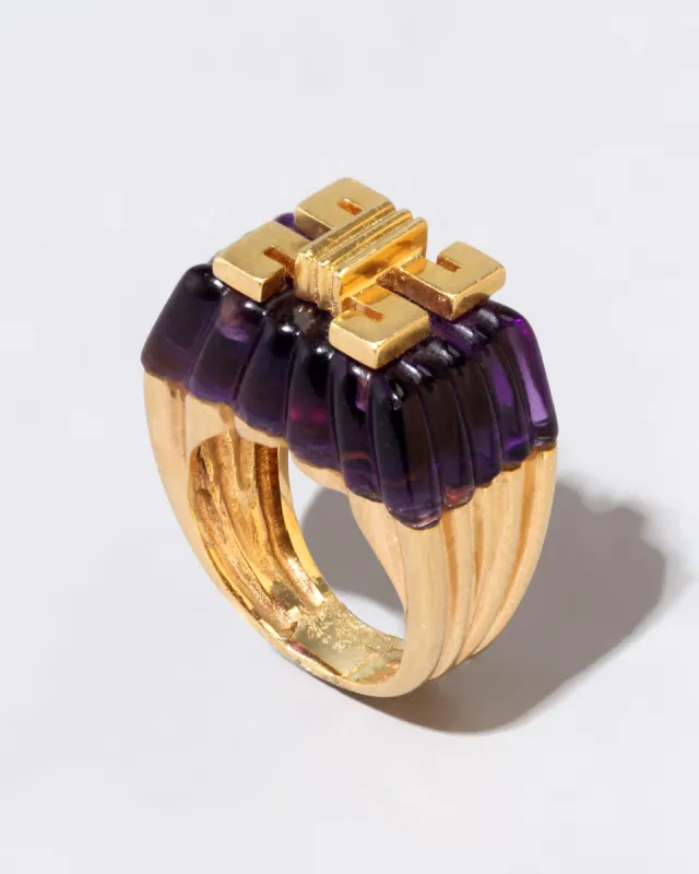 Vintage Modernist 18k Gold and Amethyst Ring sold by Alexis Bittar