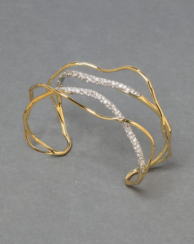 Solanales Gold Crystal Intertwined Cuff Bracelet sold by Alexis Bittar