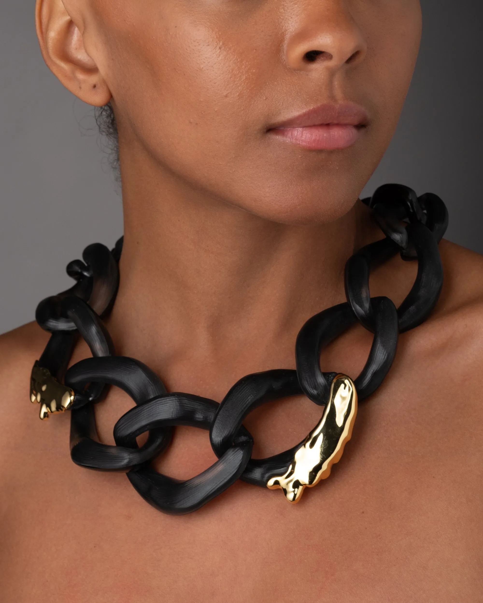 Lucite Molten X Large Link Necklace - Black sold by Alexis Bittar product image thumbnail 3