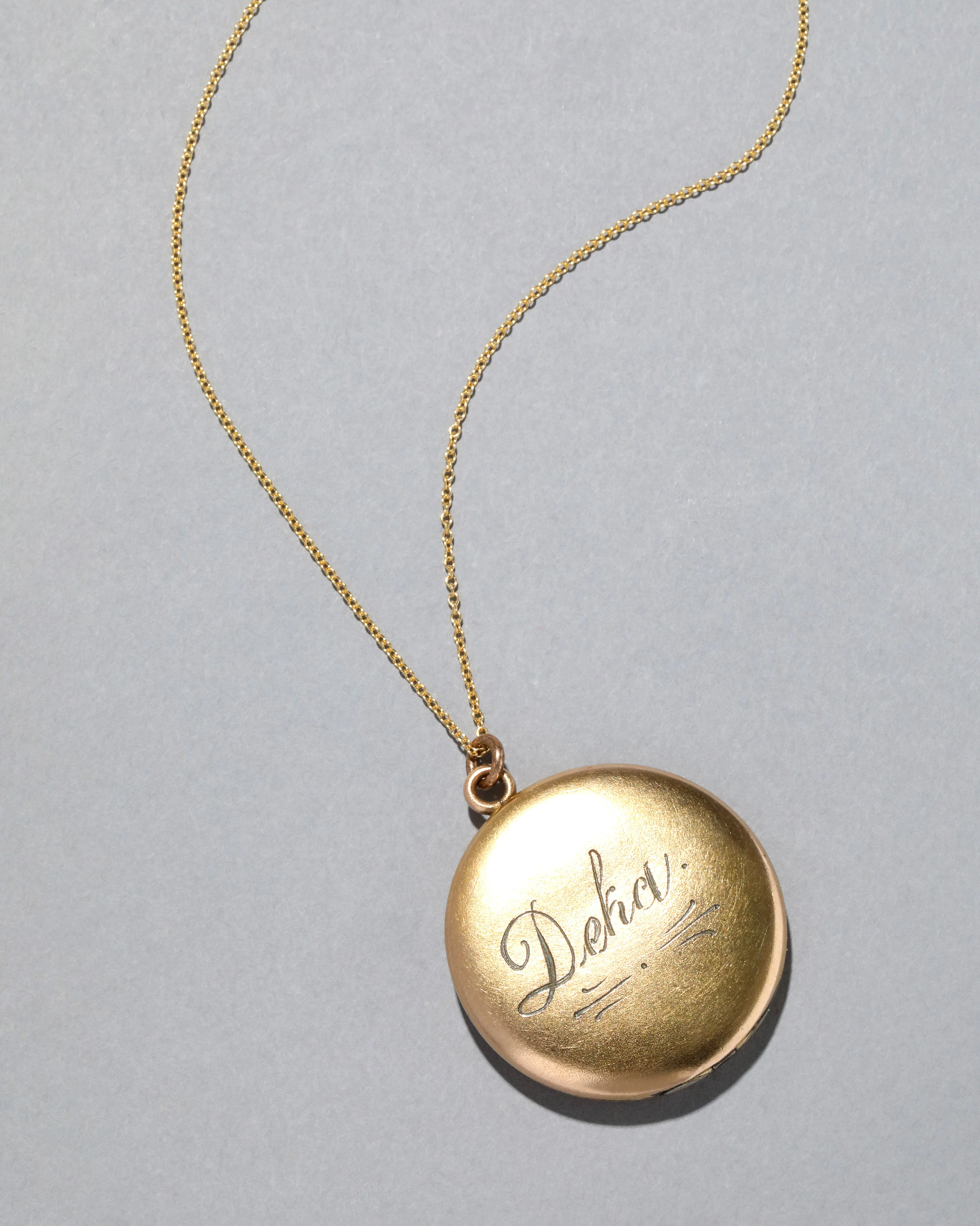 Antique 1890s 14k Gold Filled Art Nouveau Scroll Locket Necklace sold by Alexis Bittar product image thumbnail 4