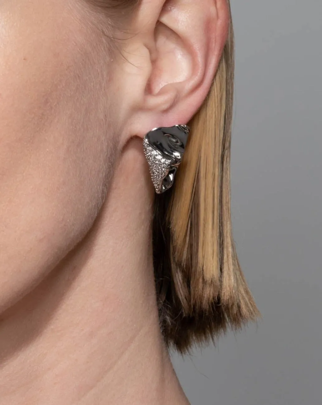 Solanales Silver Crystal Folded Mini Earring sold by Alexis Bittar product image thumbnail 2