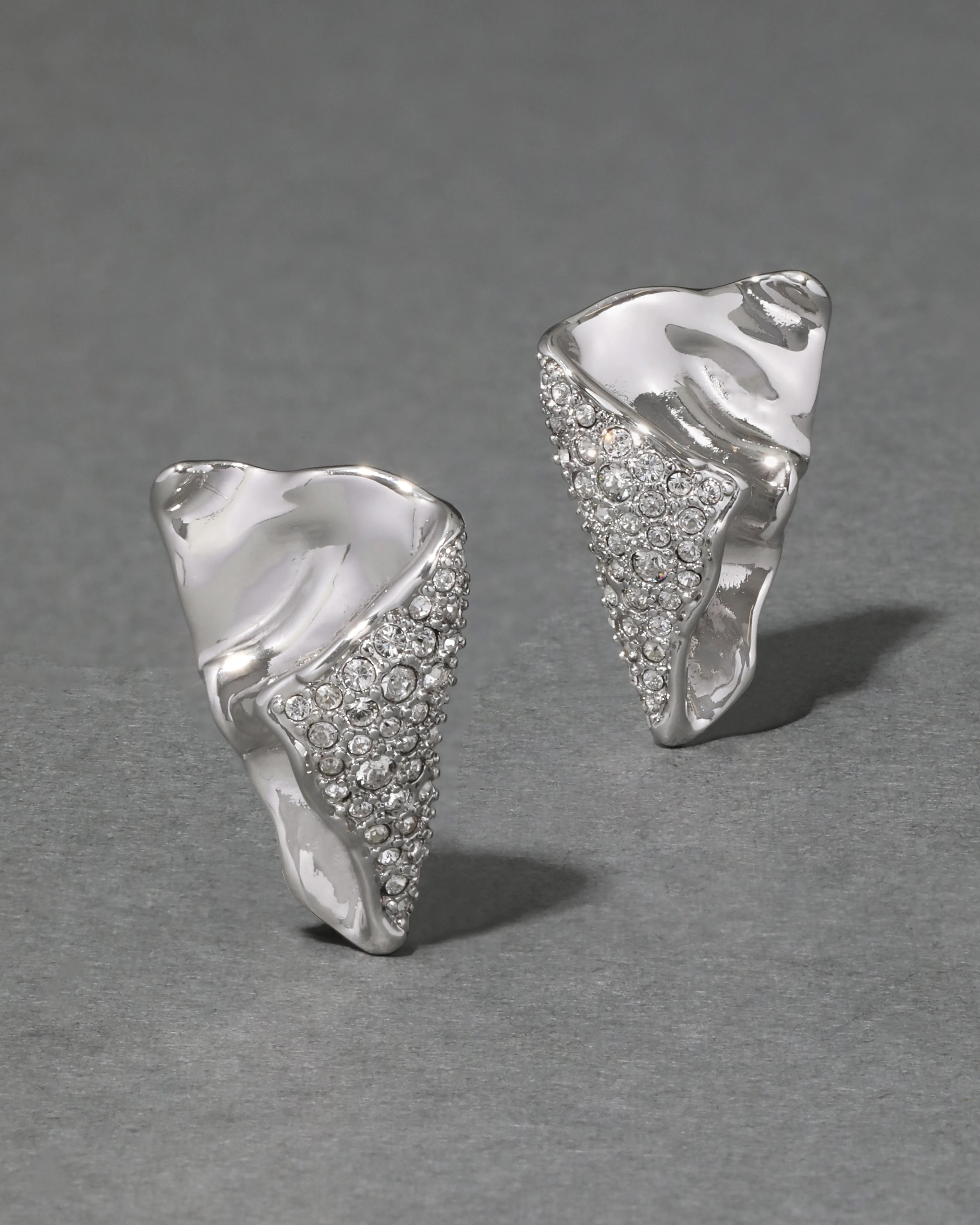 Solanales Silver Crystal Folded Mini Earring sold by Alexis Bittar