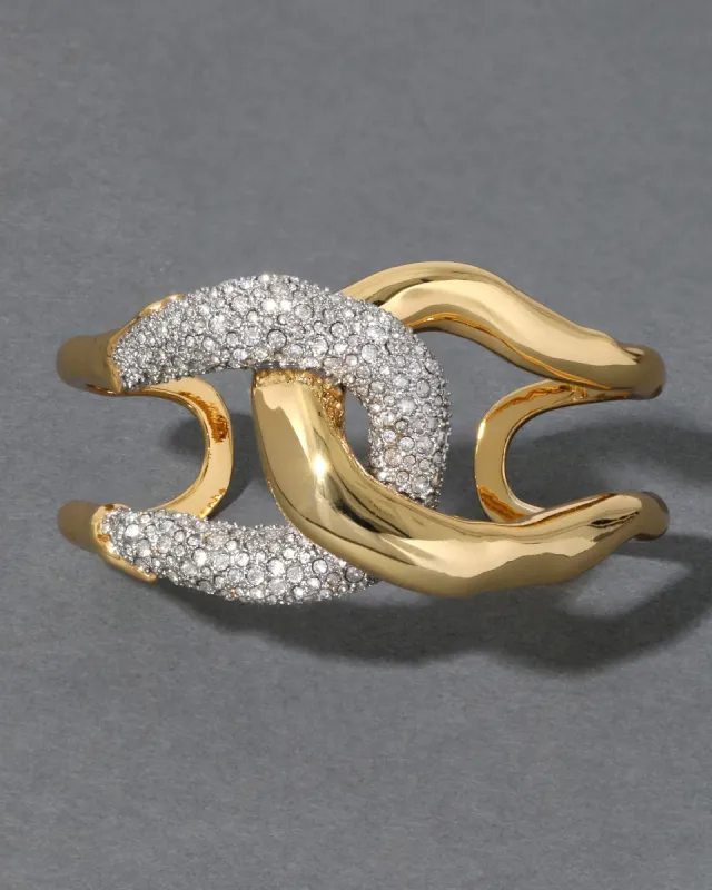 Solanales Gold Crystal Interlocked Cuff Bracelet sold by Alexis Bittar