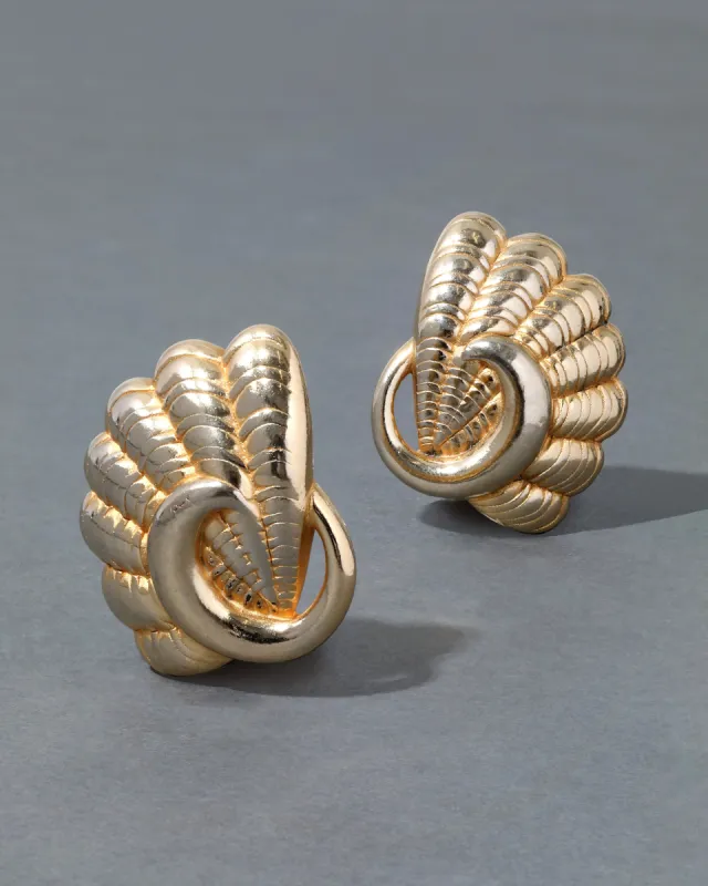 Vintage 1980s Trifari 14k Electroform Fan Clip Earrings sold by Alexis Bittar