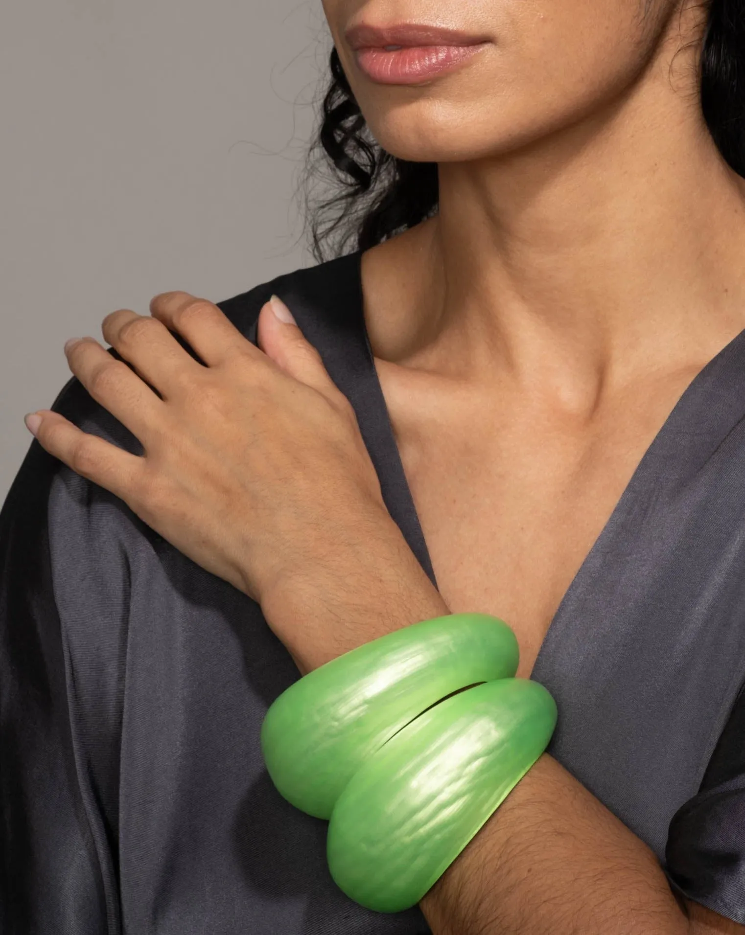 Puffy Lucite Tapered Bangle Bracelet- Neon Green sold by Alexis Bittar product image thumbnail 2