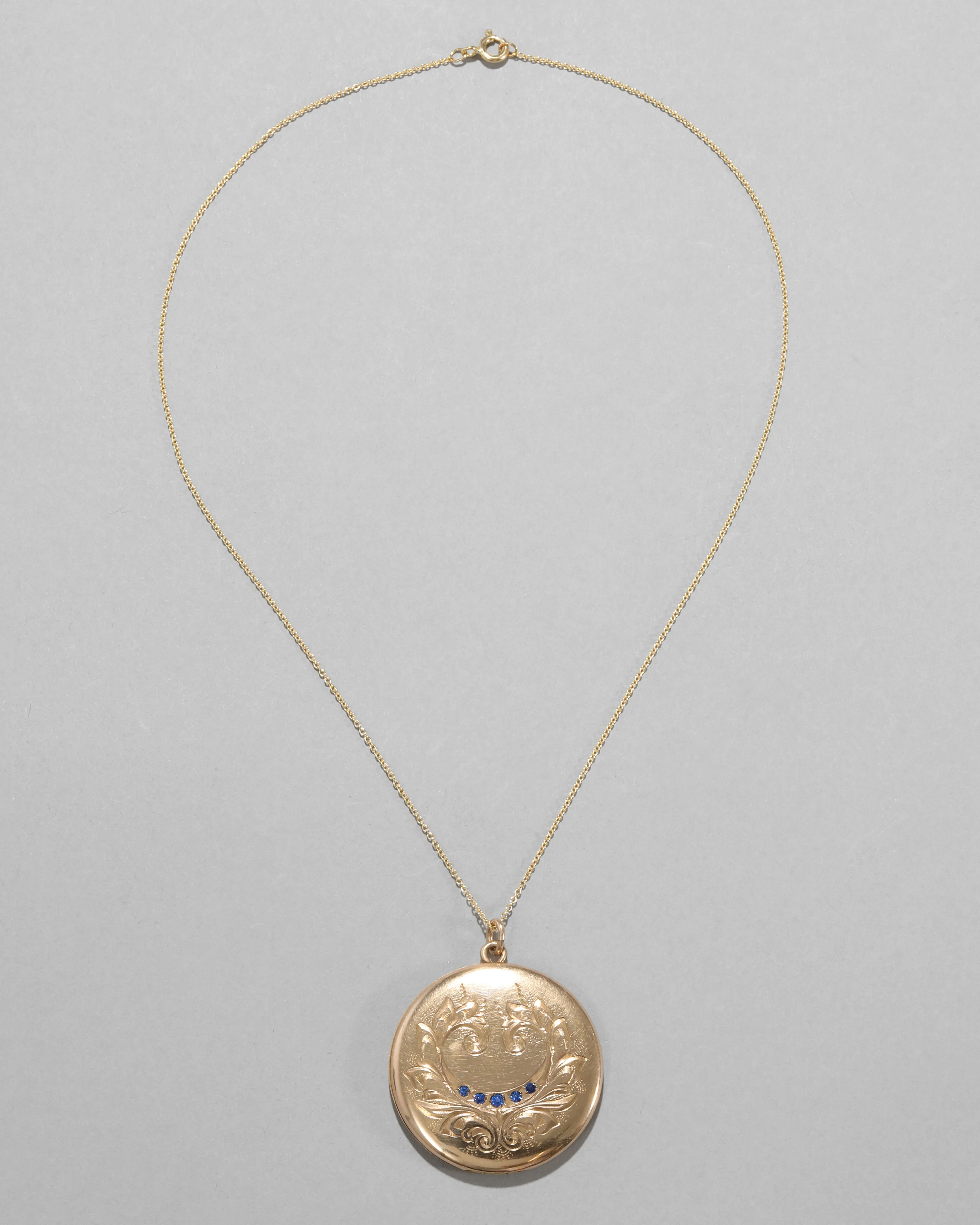 Antique 1890s 14k Gold FIlled Art Nouveau Hand Etched Locket Necklace sold by Alexis Bittar product image thumbnail 2