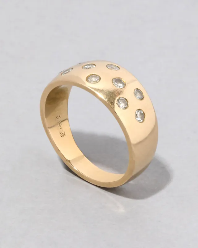 Vintage 1970s 14k Gold Celestial Diamond Band Ring sold by Alexis Bittar