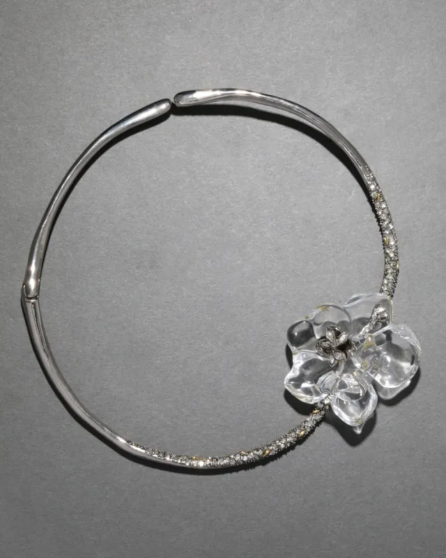 Archive Clear Lucite Flower Hinge Collar Necklace sold by Alexis Bittar