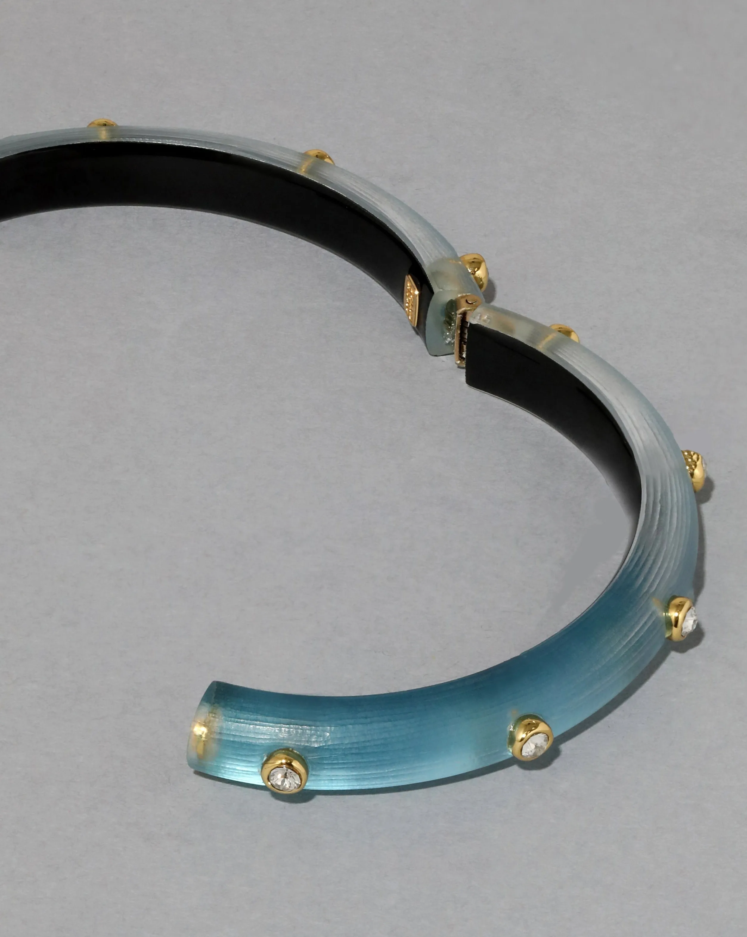 Crystal Studded Lucite Hinge Bracelet - Bermuda Blue sold by Alexis Bittar product image thumbnail 4