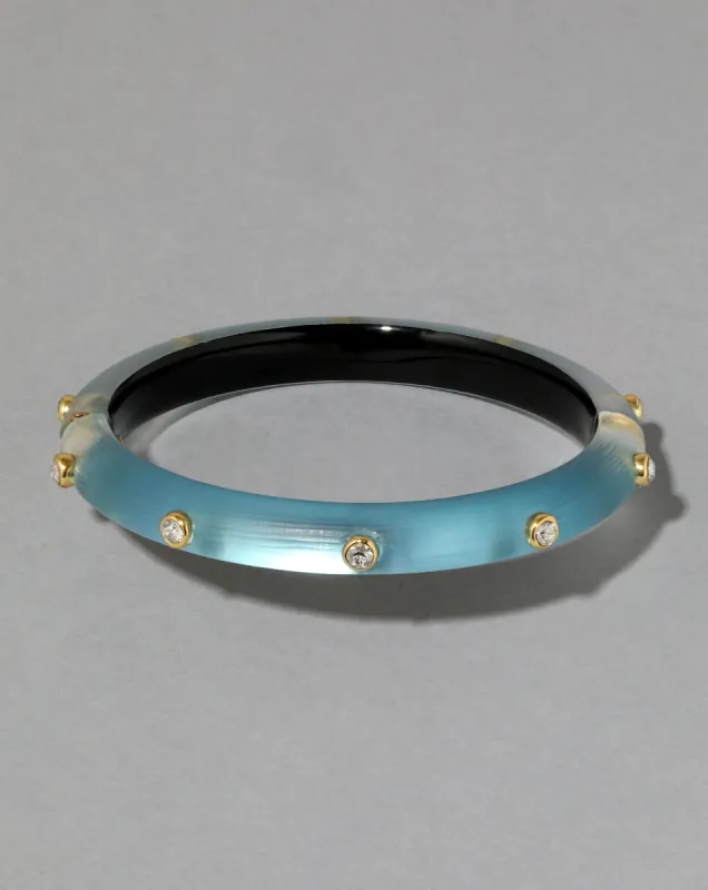 Crystal Studded Lucite Hinge Bracelet - Bermuda Blue sold by Alexis Bittar