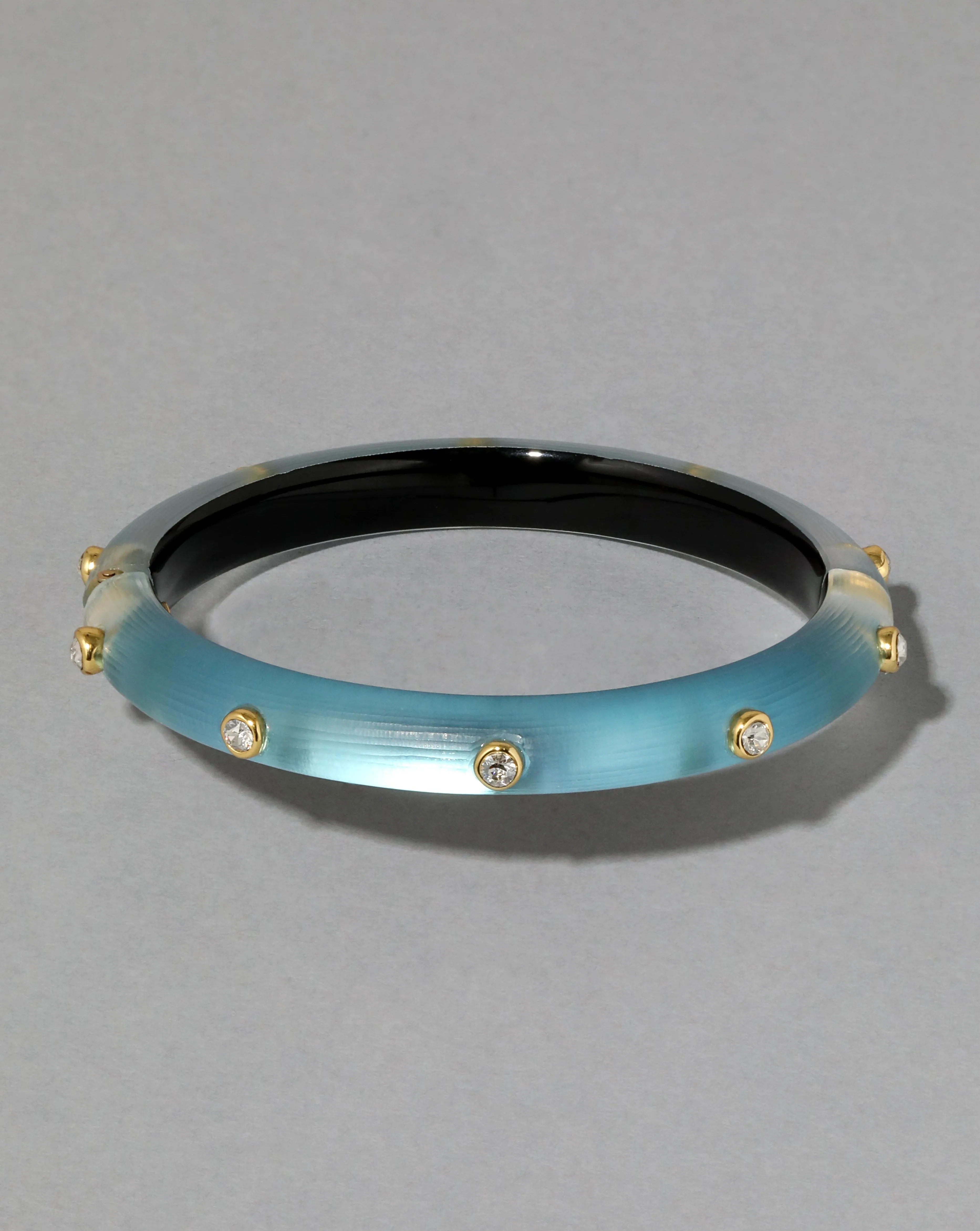 Crystal Studded Lucite Hinge Bracelet - Bermuda Blue sold by Alexis Bittar