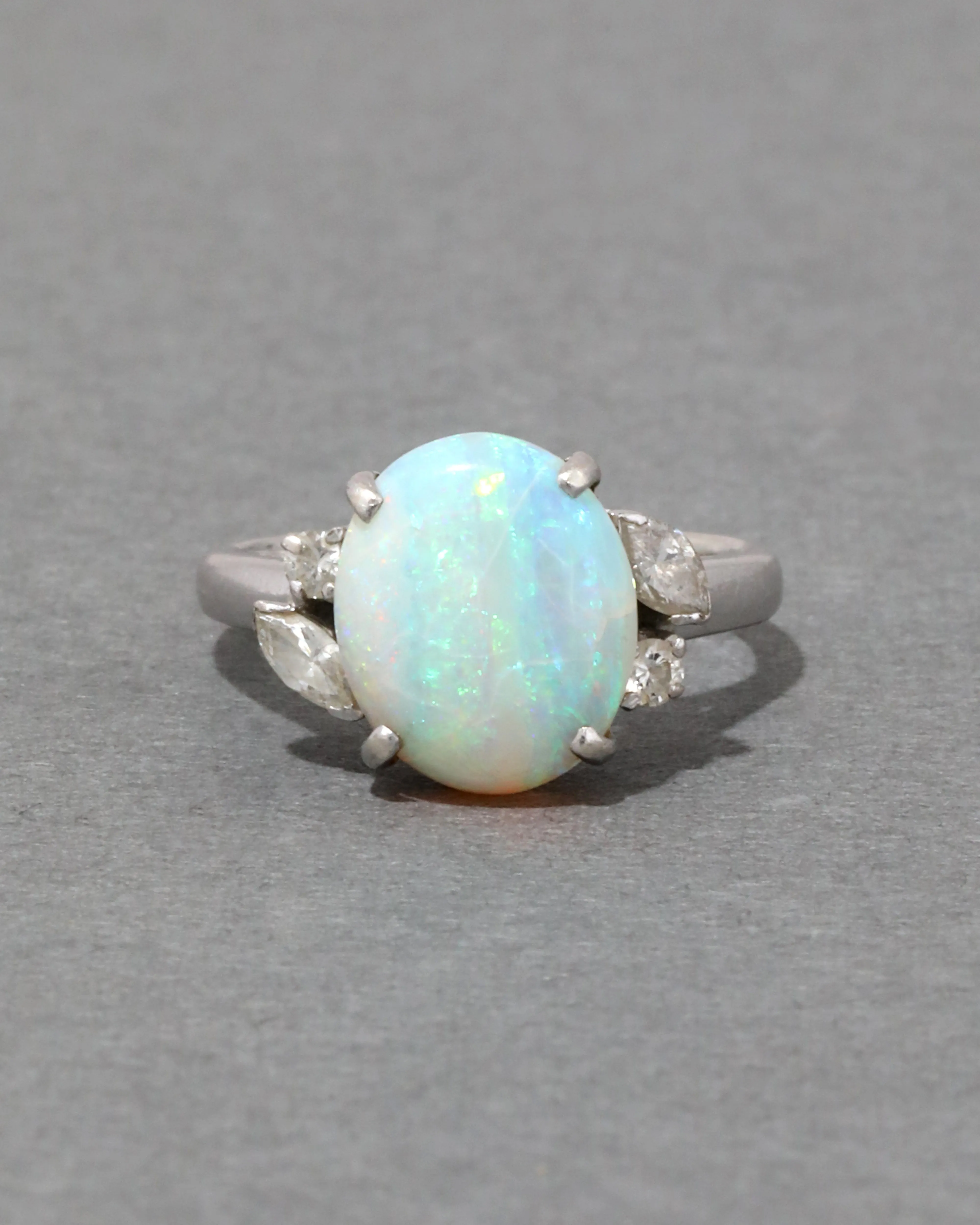 Vintage 1930s 18k White Gold Opal & Diamond Ring sold by Alexis Bittar product image thumbnail 2