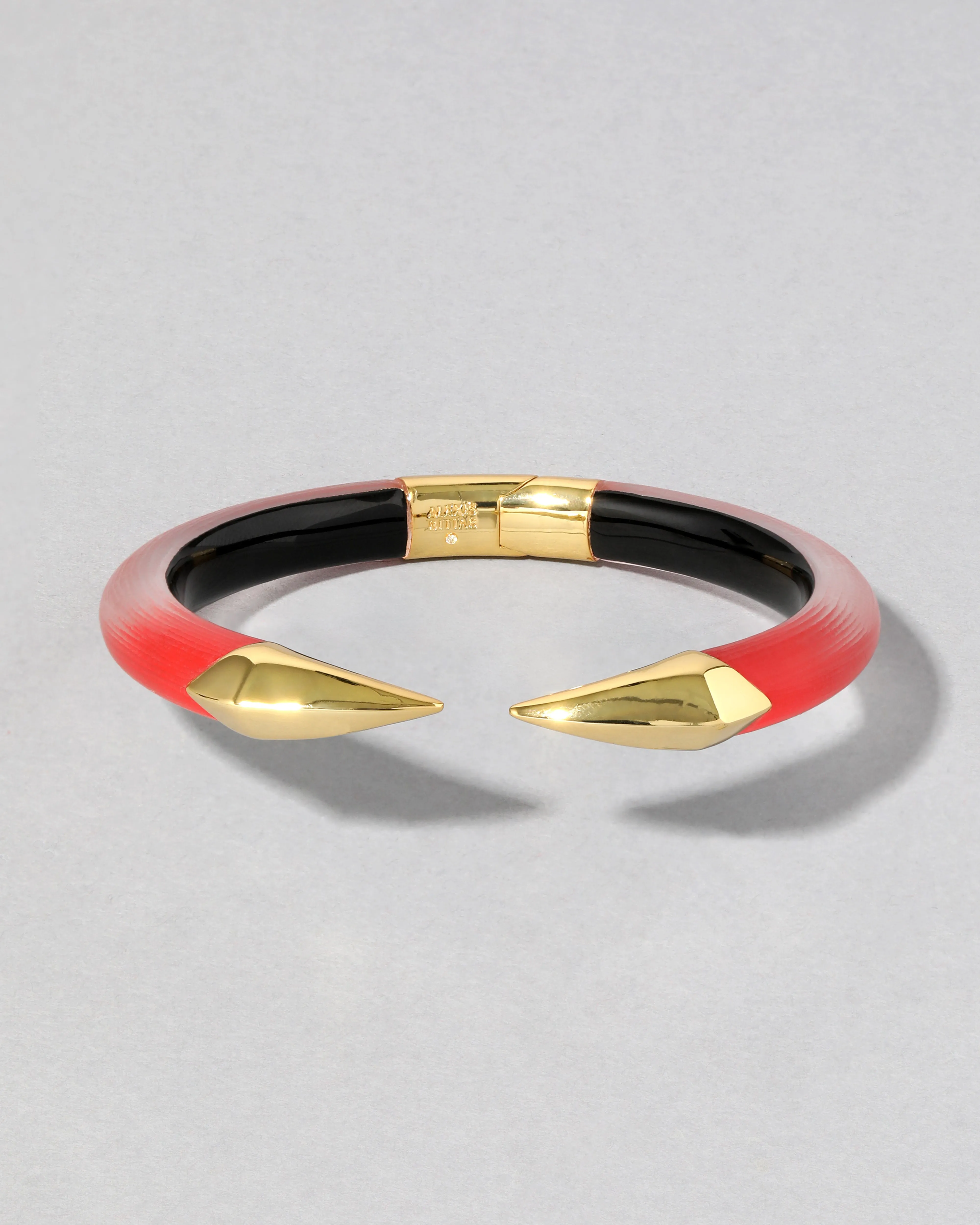 Mirrored Pyramid Lucite Brake Hinge Bracelet- Lipstick Red sold by Alexis Bittar