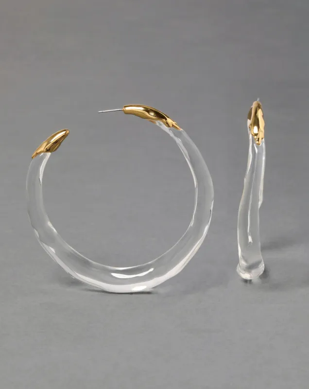 Lucite Large Molten Hoop Earring - Clear sold by Alexis Bittar