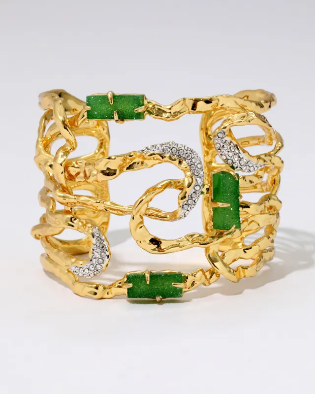 Green Druzy Wide Maze Cuff Bracelet sold by Alexis Bittar