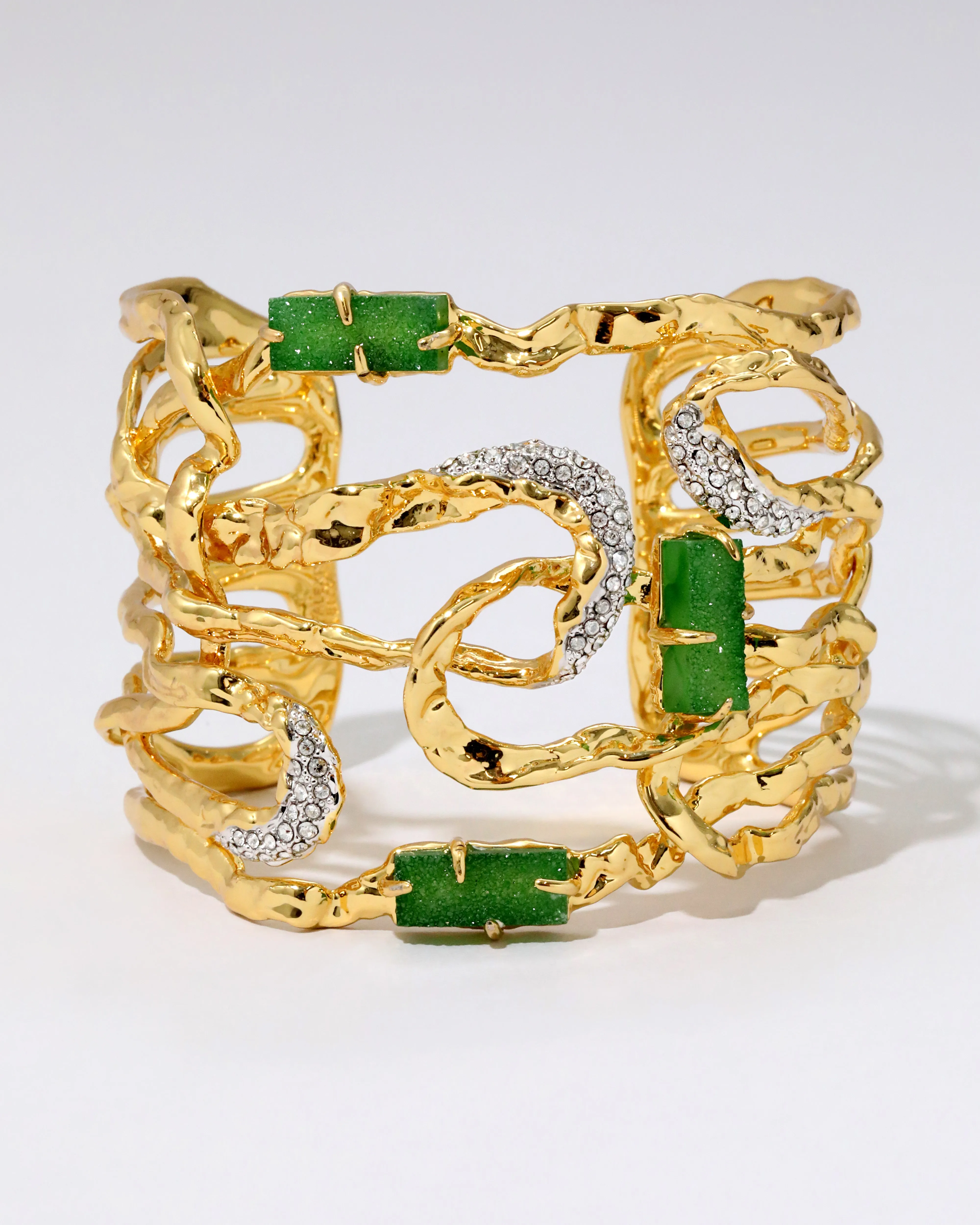 Green Druzy Wide Maze Cuff Bracelet sold by Alexis Bittar
