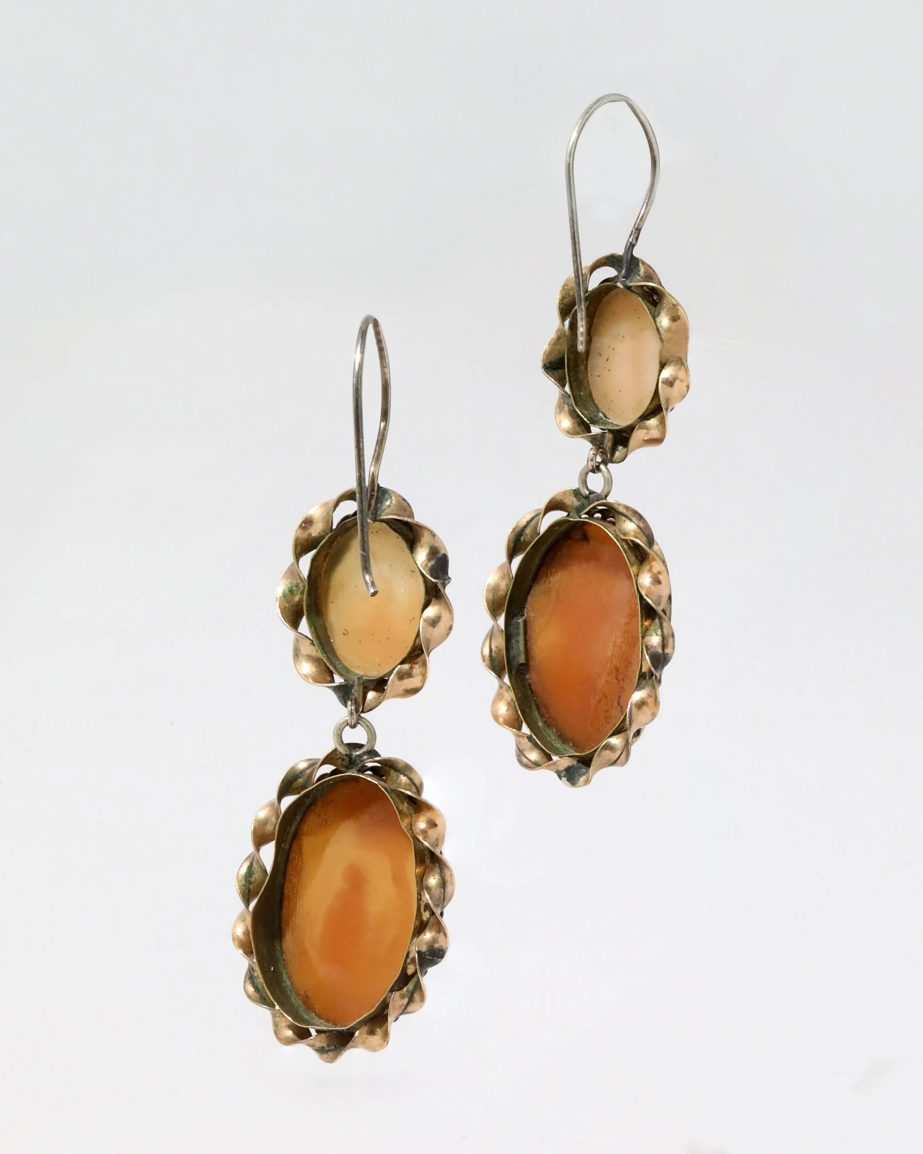 Antique Victorian 14k Gold Fill Hand-Carved Double Cameo Earrings sold by Alexis Bittar product image thumbnail 2