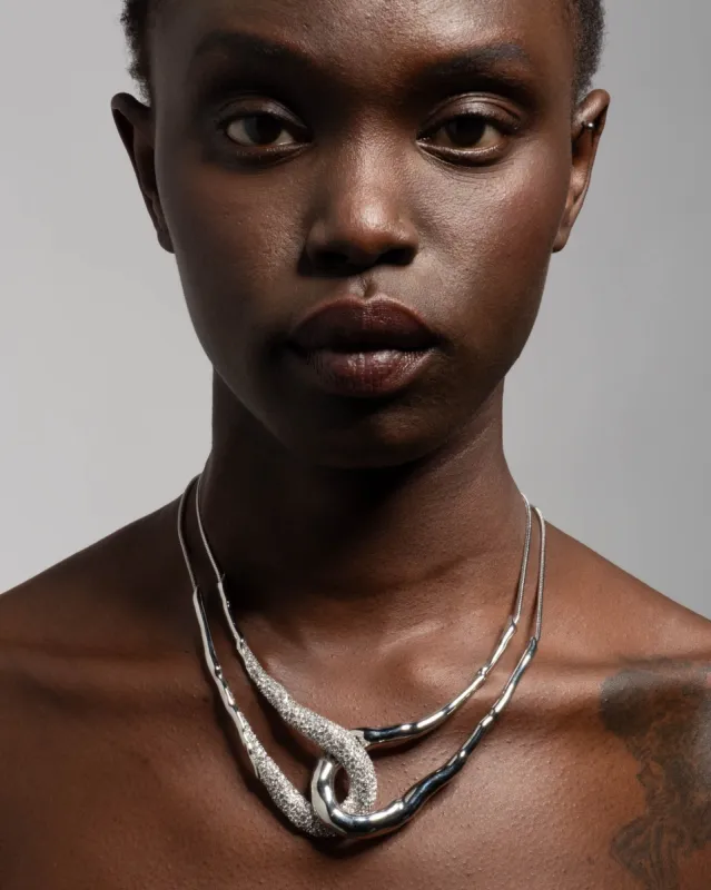 Solanales Silver Crystal Interlock Necklace sold by Alexis Bittar