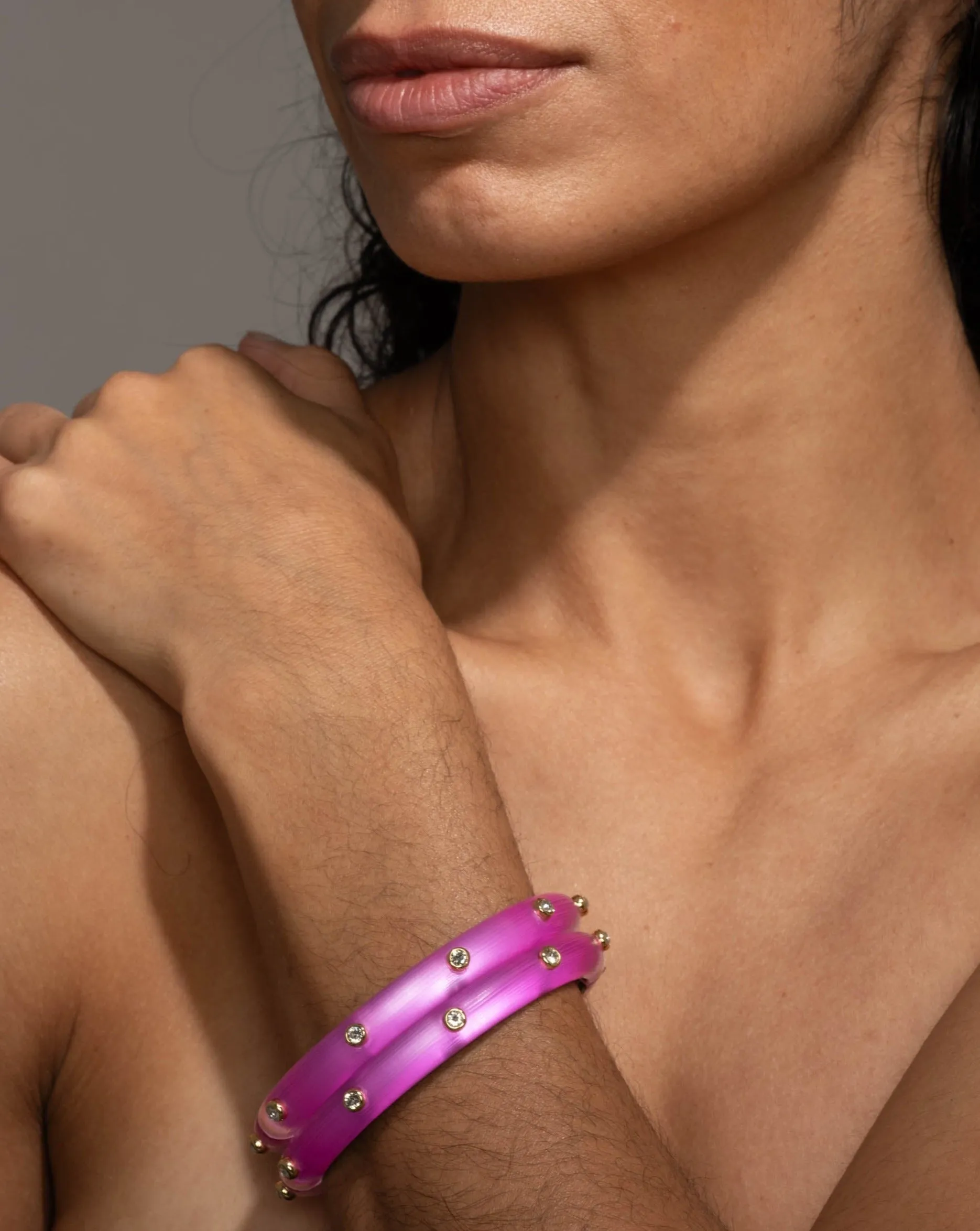Crystal Studded Lucite Hinge Bracelet - Azalea sold by Alexis Bittar product image thumbnail 2