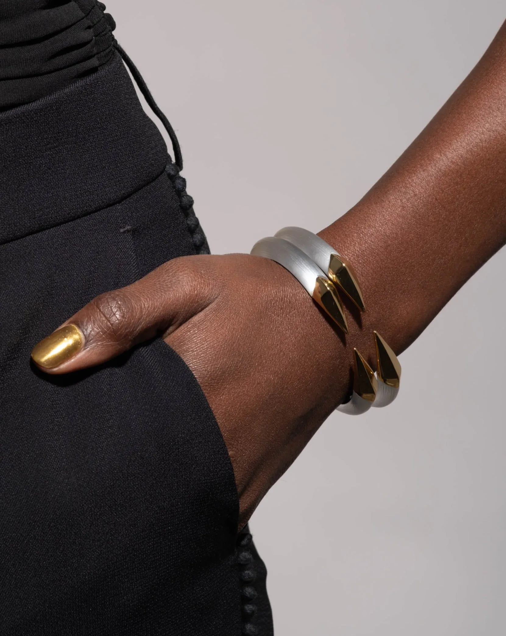 Mirrored Pyramid Lucite Brake Hinge Bracelet- Silver sold by Alexis Bittar product image thumbnail 2