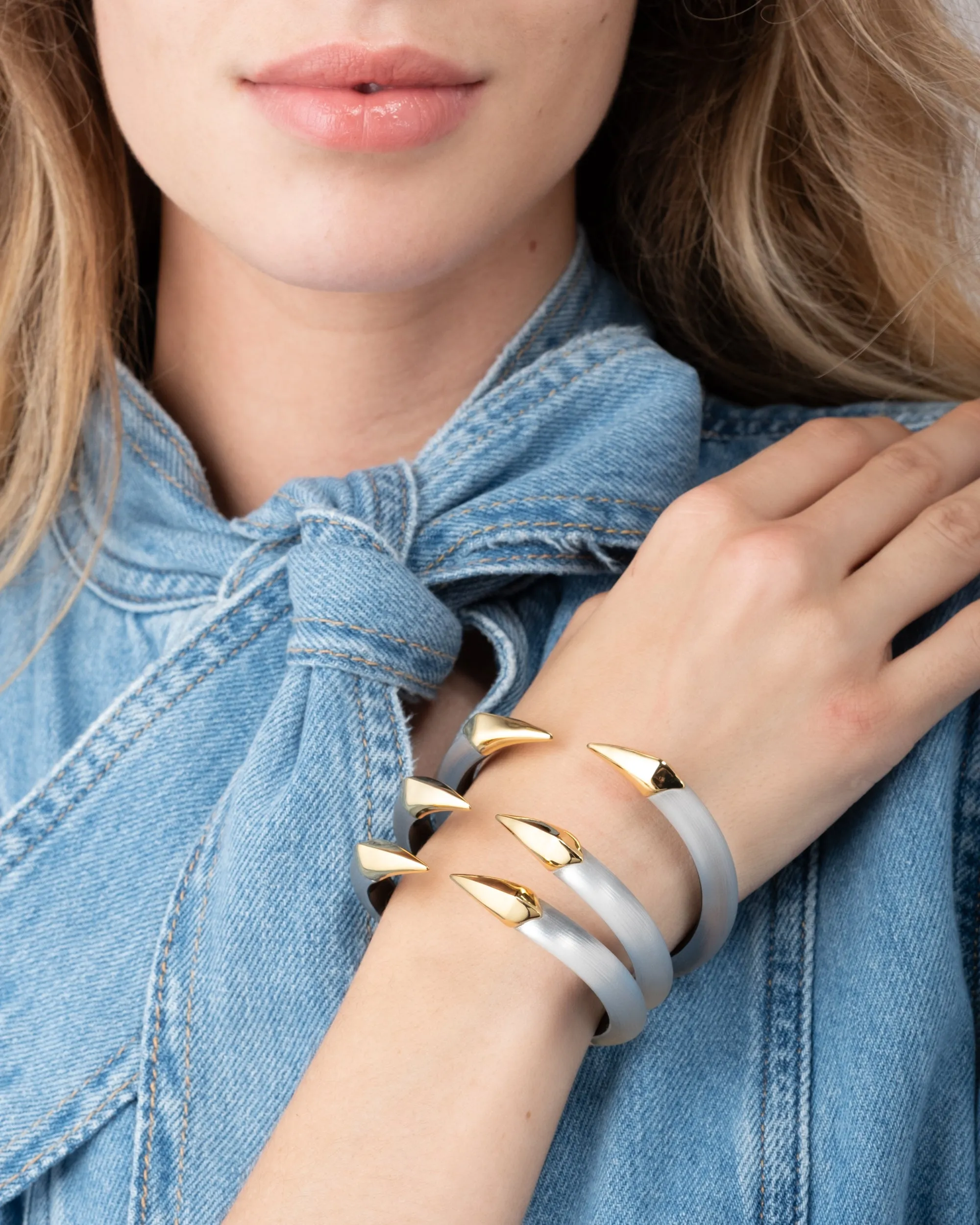 Mirrored Pyramid Lucite Brake Hinge Bracelet- Silver sold by Alexis Bittar product image thumbnail 3