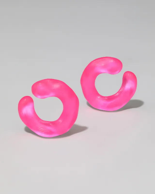 Lucite Large Front Facing Hoop Earring - Neon Pink made by Alexis Bittar