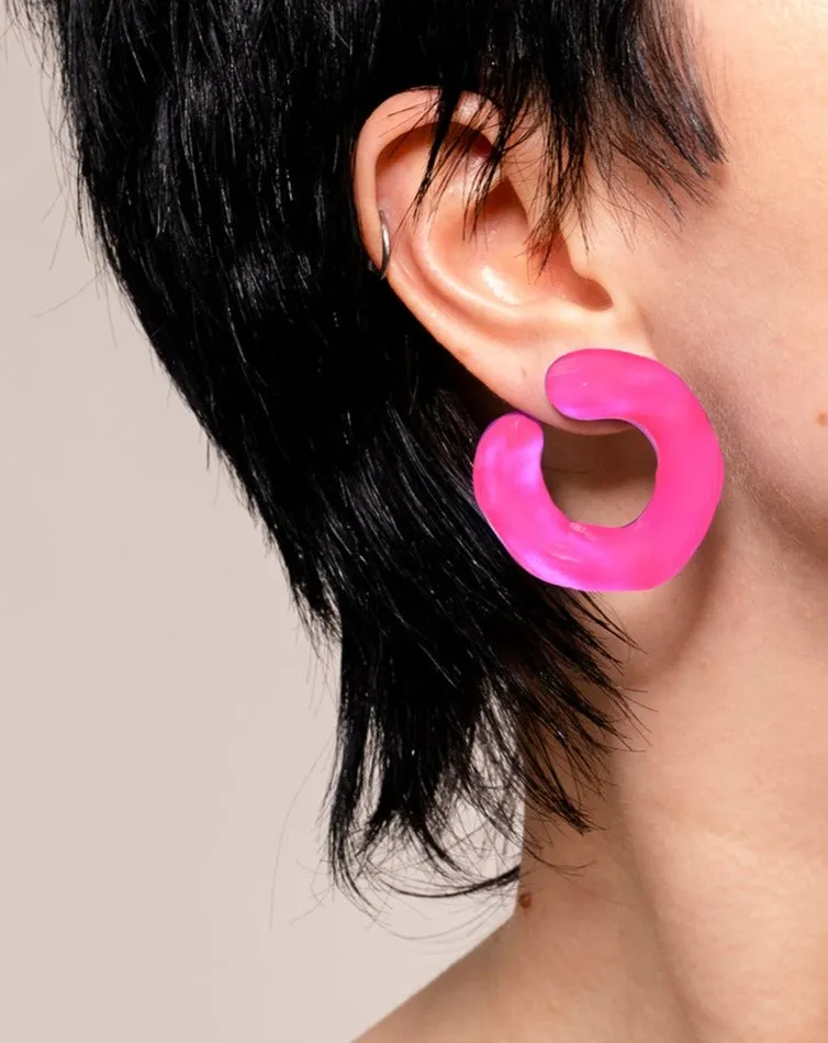 Lucite Large Front Facing Hoop Earring - Neon Pink sold by Alexis Bittar product image thumbnail 3