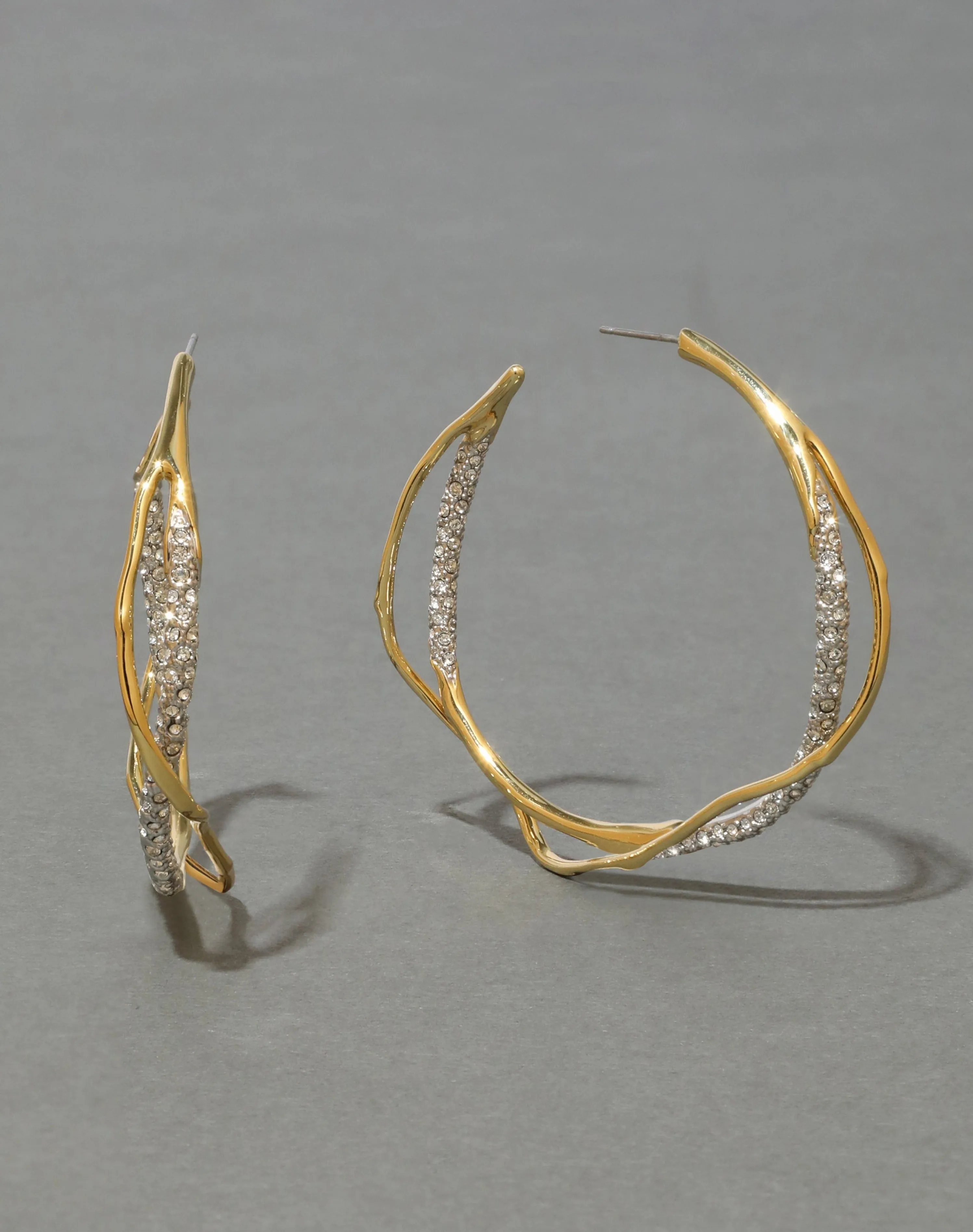 Intertwined Gold Two Tone Pave Hoop Earring sold by Alexis Bittar product image thumbnail 4