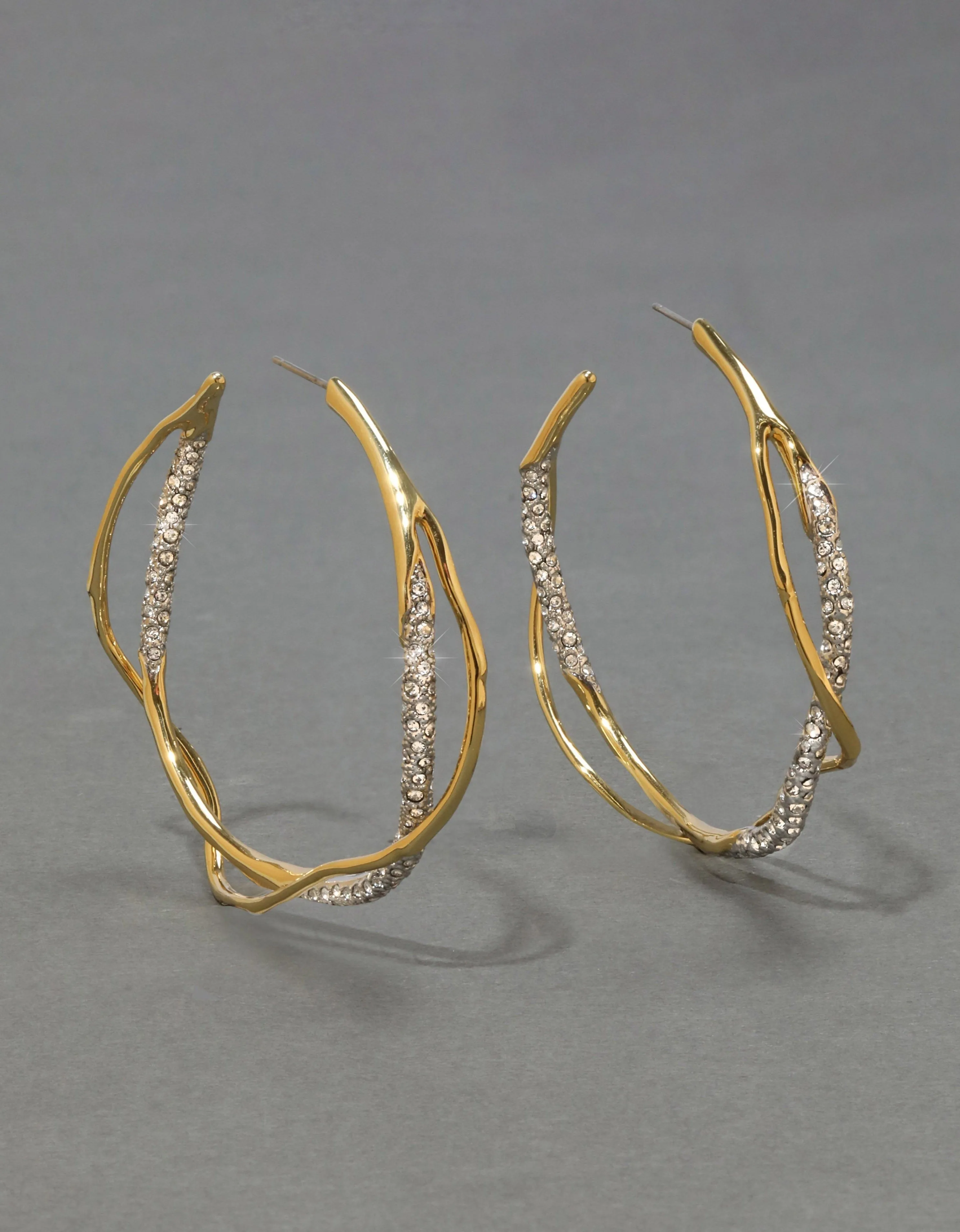 Intertwined Gold Two Tone Pave Hoop Earring sold by Alexis Bittar