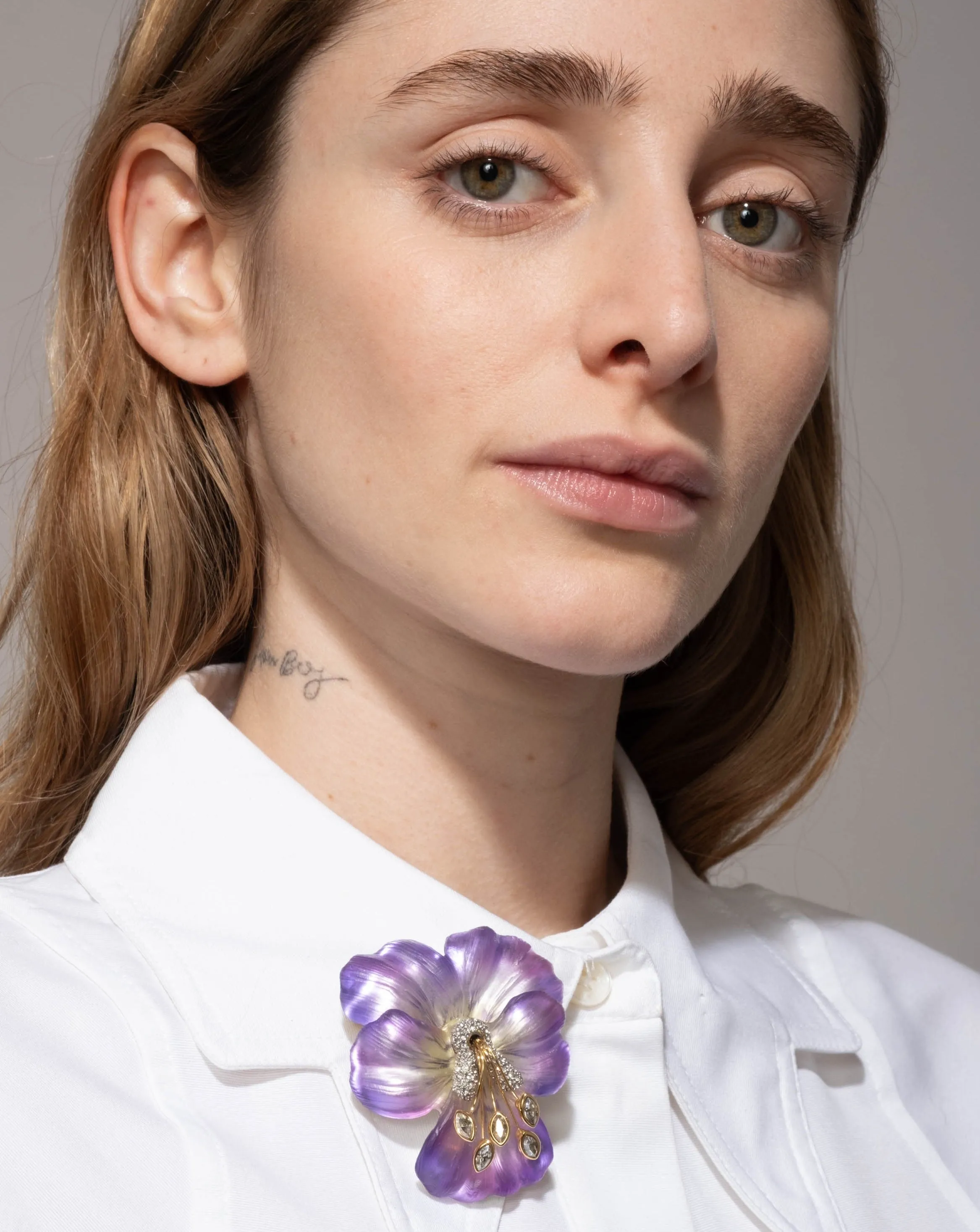 Pansy Lucite Crystal Pin- Field Pansy sold by Alexis Bittar product image thumbnail 5