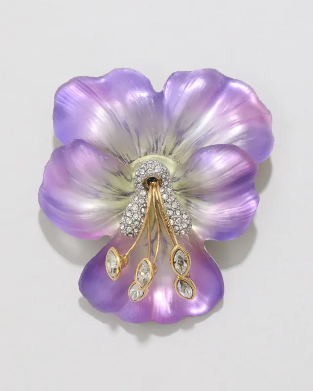 Pansy Lucite Crystal Pin- Field Pansy made by Alexis Bittar