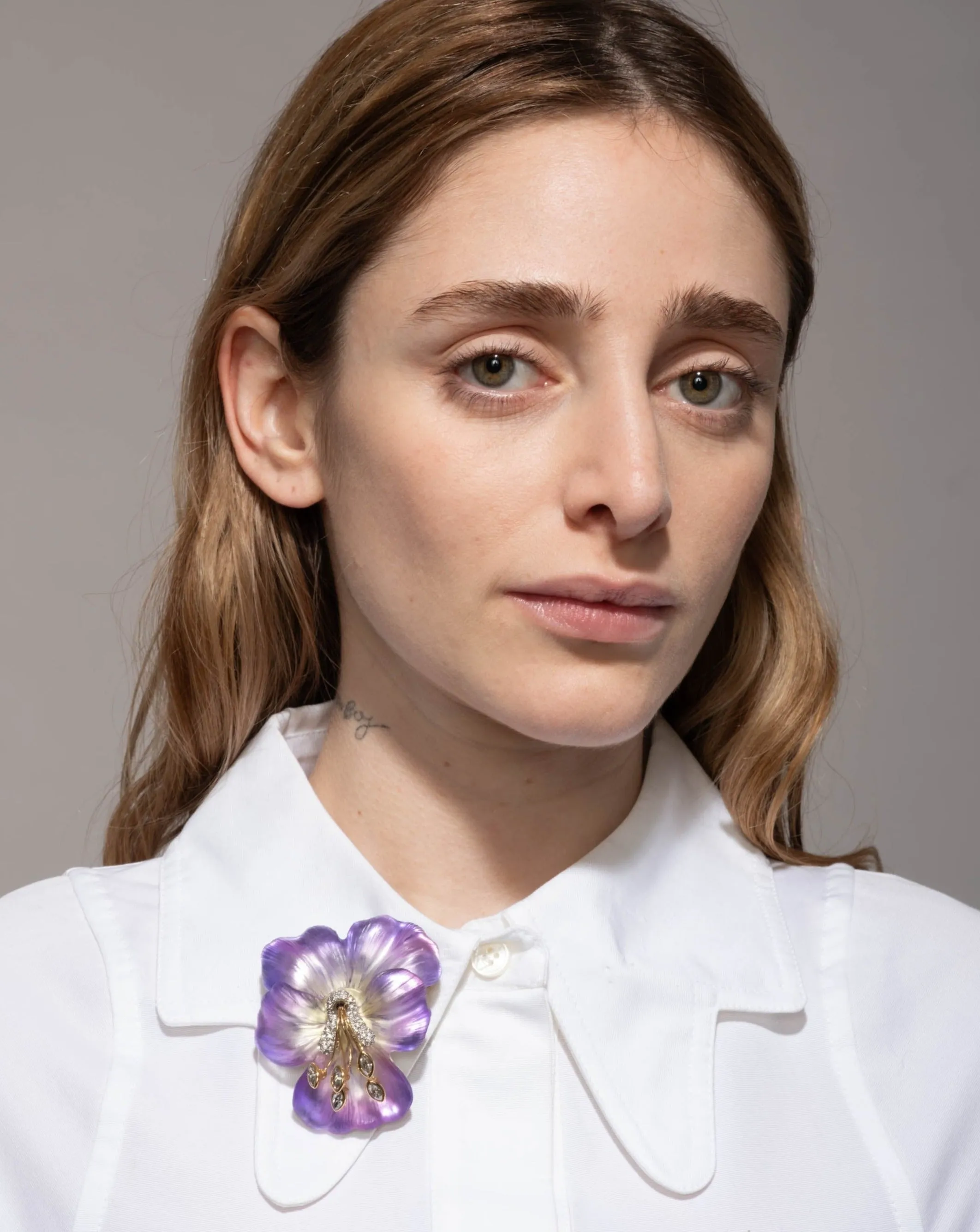 Pansy Lucite Crystal Pin- Field Pansy sold by Alexis Bittar product image thumbnail 2