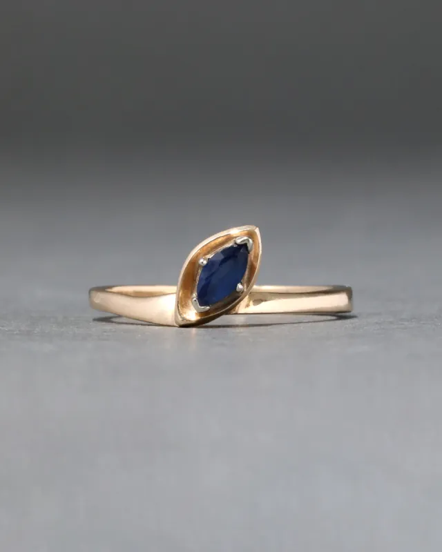 Vintage 1980s 14k Gold Marquis Sapphire Ring sold by Alexis Bittar