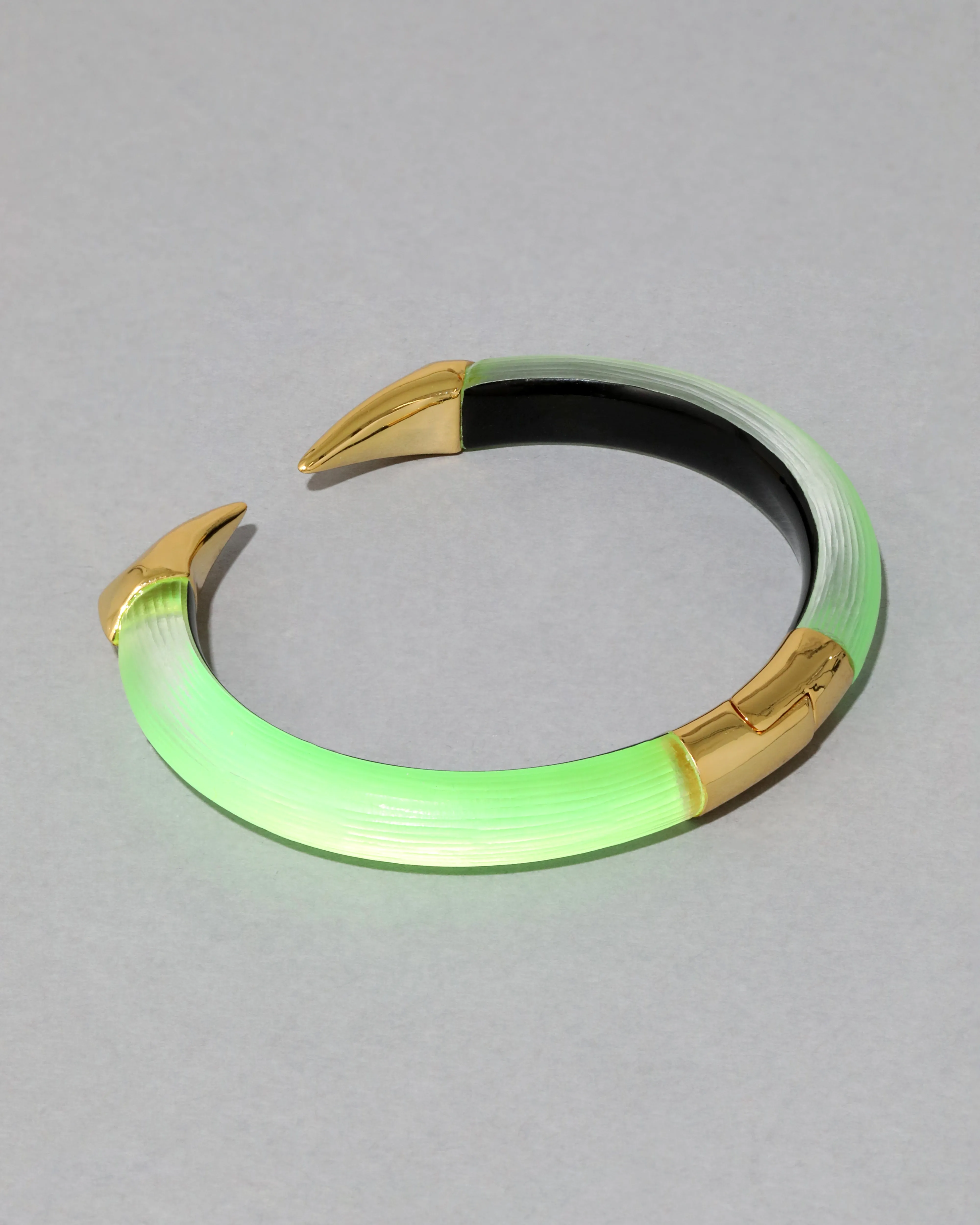 Mirrored Pyramid Lucite Brake Hinge Bracelet- Neon Green sold by Alexis Bittar product image thumbnail 5