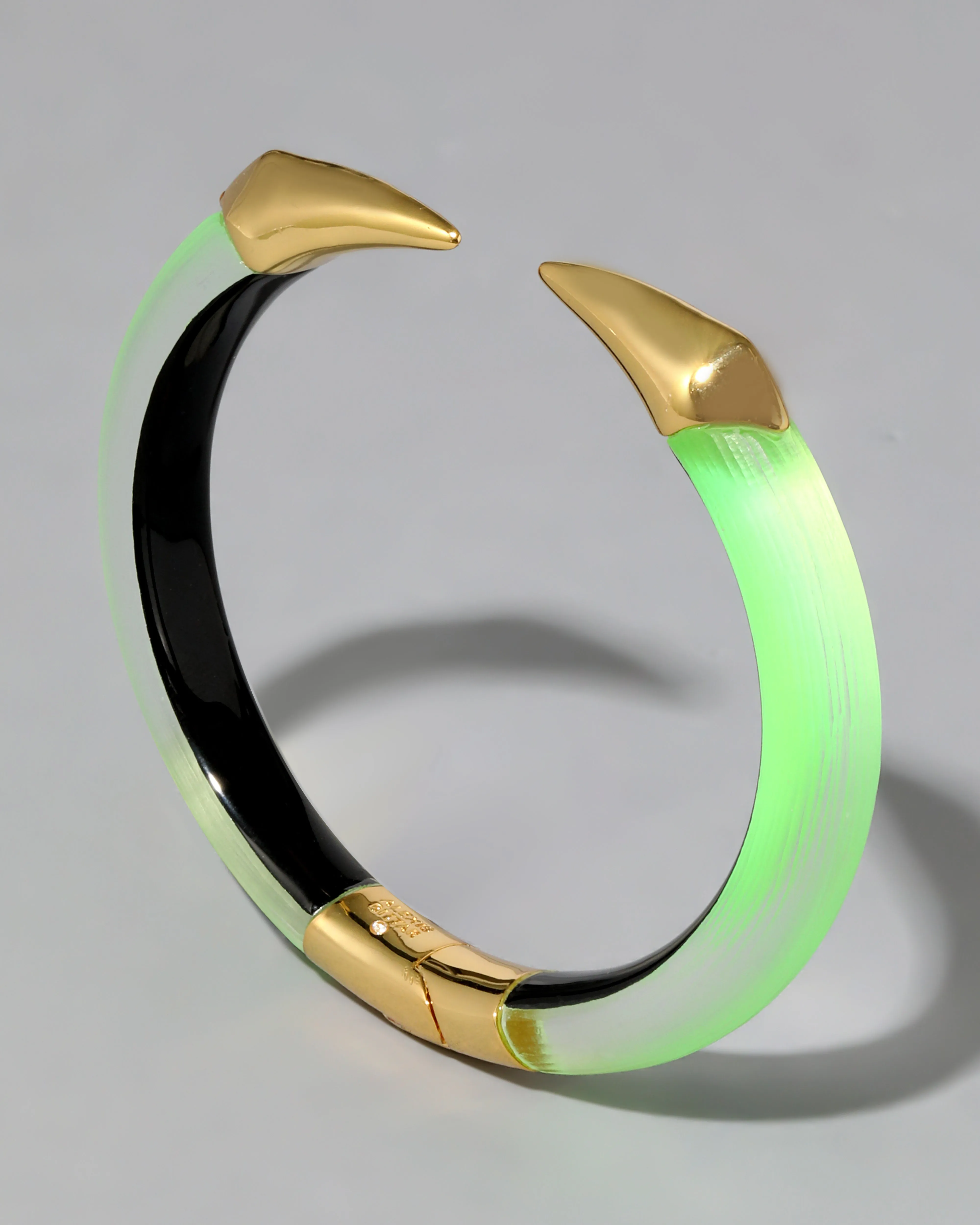 Mirrored Pyramid Lucite Brake Hinge Bracelet- Neon Green sold by Alexis Bittar product image thumbnail 4