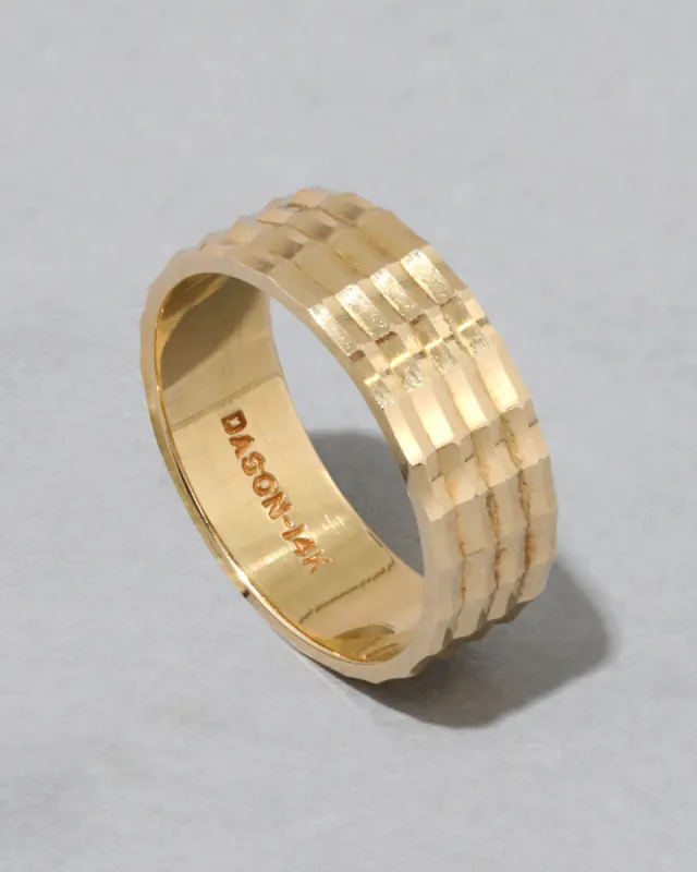 Vintage 1980s 14k Gold Faceted Band Ring sold by Alexis Bittar