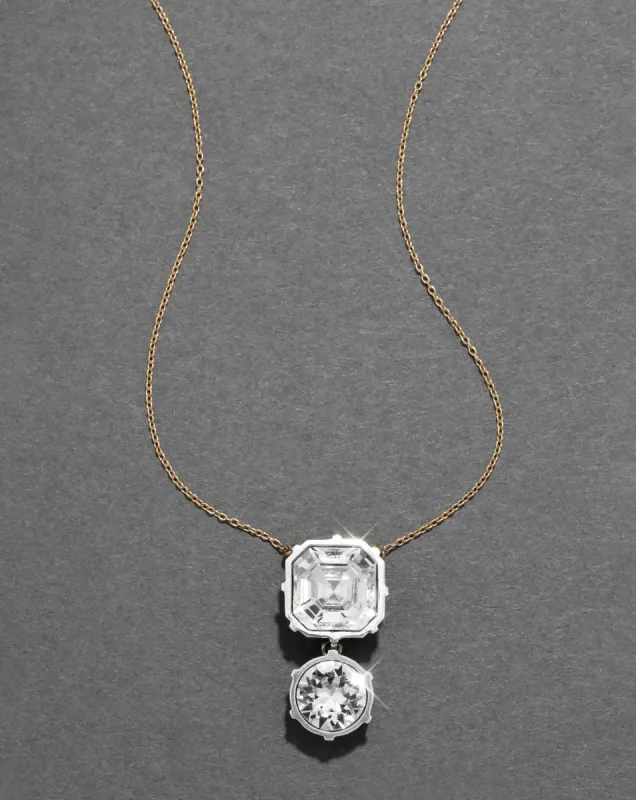 Sterling Silver & 14k Gold Cut Luminous Crystal Drop Pendant Necklace sold by Alexis Bittar