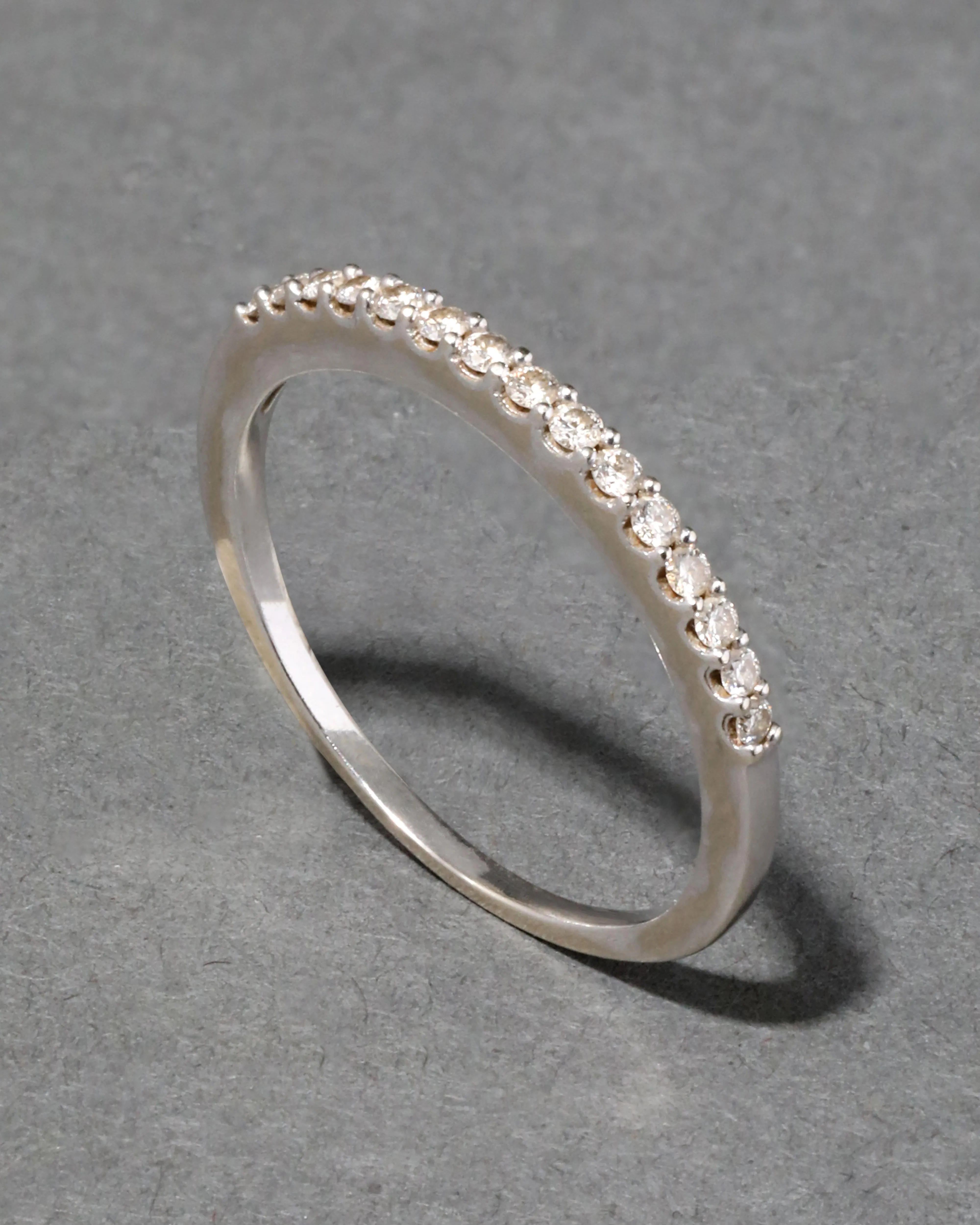 Vintage 14k White Gold Diamond Prong Set Band Ring sold by Alexis Bittar