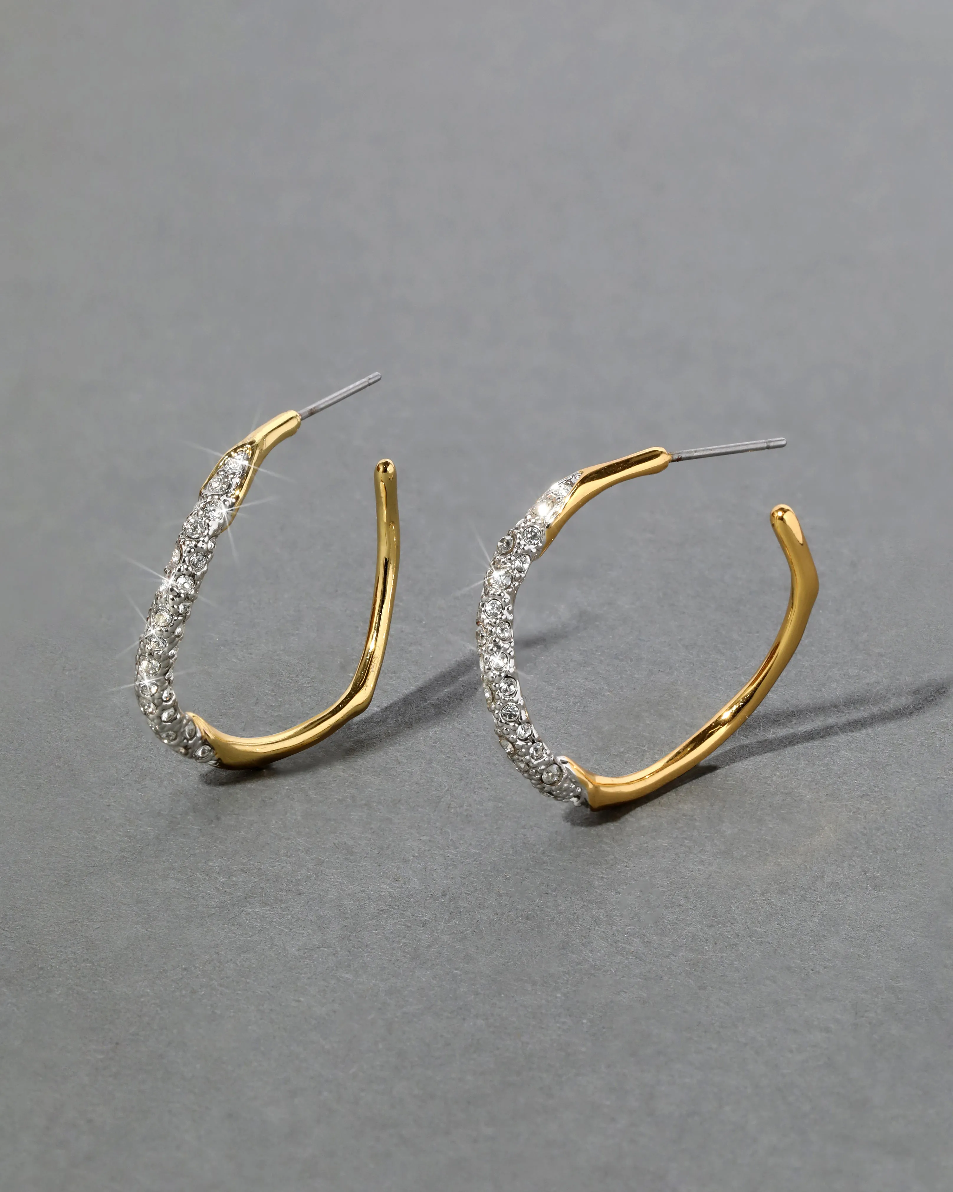 Gold Two Tone Pave Hoop Earring sold by Alexis Bittar