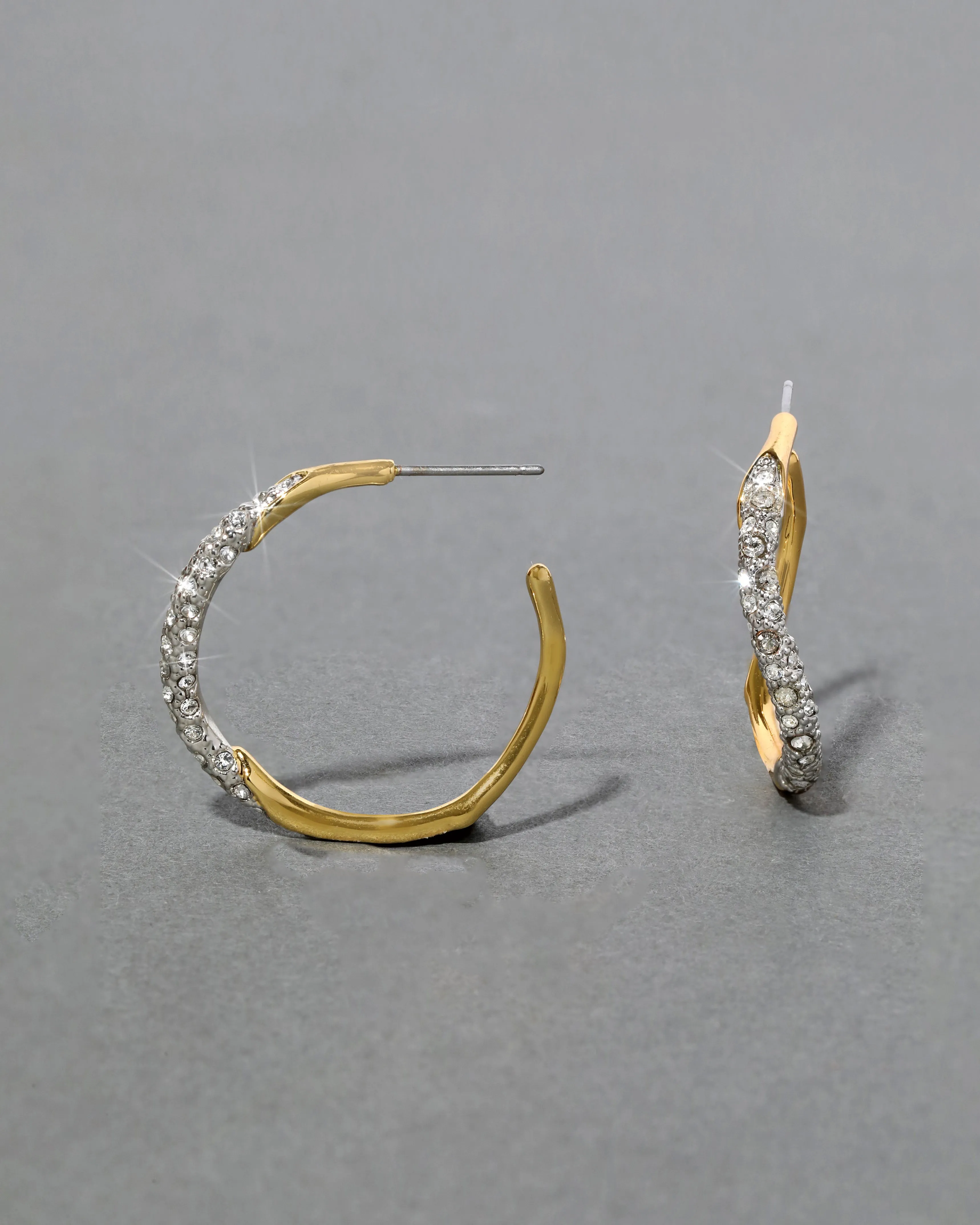 Gold Two Tone Pave Hoop Earring sold by Alexis Bittar product image thumbnail 4