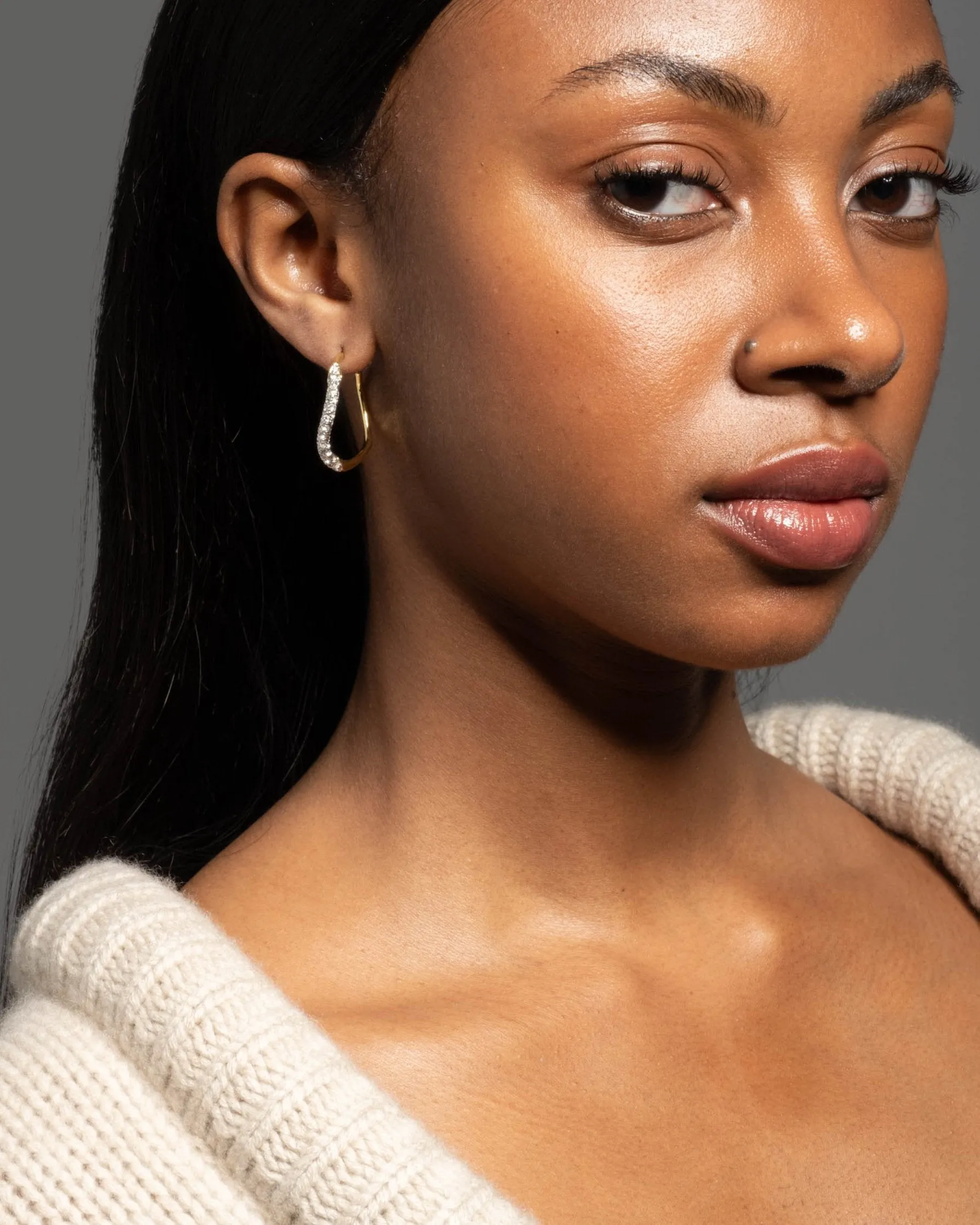 Gold Two Tone Pave Hoop Earring sold by Alexis Bittar product image thumbnail 2