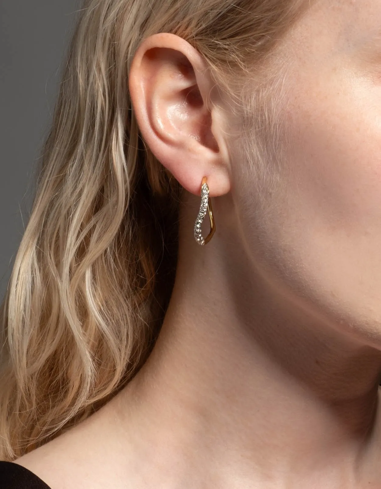 Gold Two Tone Pave Hoop Earring sold by Alexis Bittar product image thumbnail 5