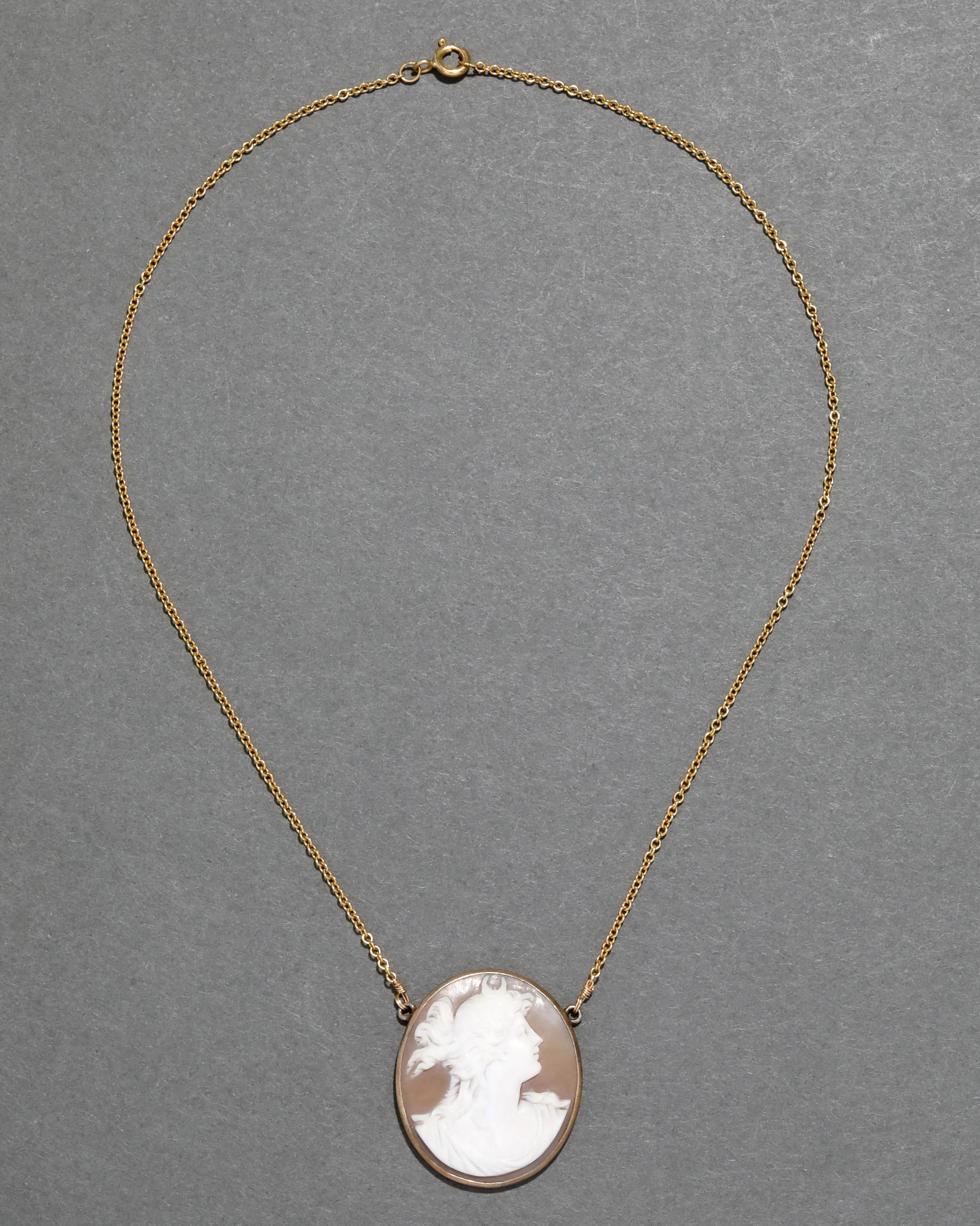 Vintage 9k Gold Large Cameo Pendant with Moon and Curls sold by Alexis Bittar product image thumbnail 2